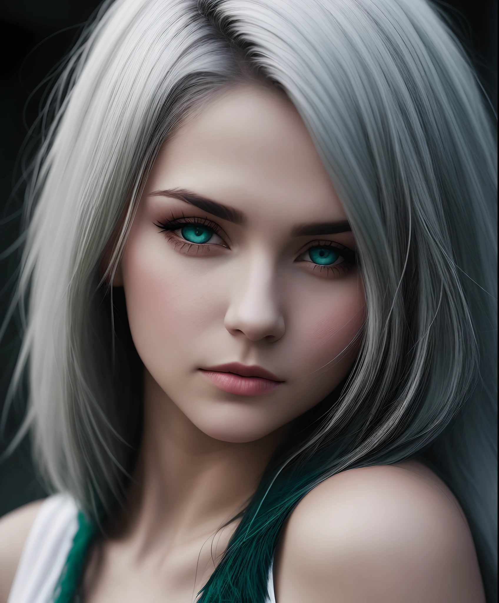 White hair,Heteropupil,Blue-green eyes