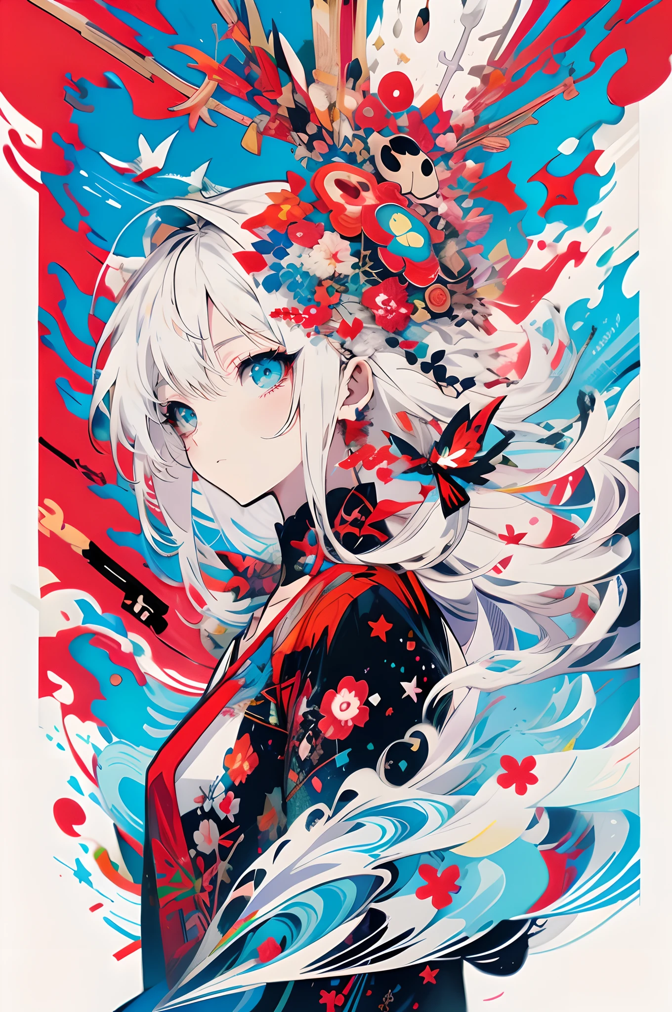 anime girl with white hair and blue eyes holding a sword, Anime art wallpaper 4k, Anime art wallpaper 4 K, Anime art wallpaper 8 K, style of anime4 K, Anime style artwork, Anime wallpaper 4K, Anime wallpaper 4 k, Beautiful anime artwork, Anime style illustration, trending anime artwork, Trending anime art, Best anime 4k konachan wallpaper