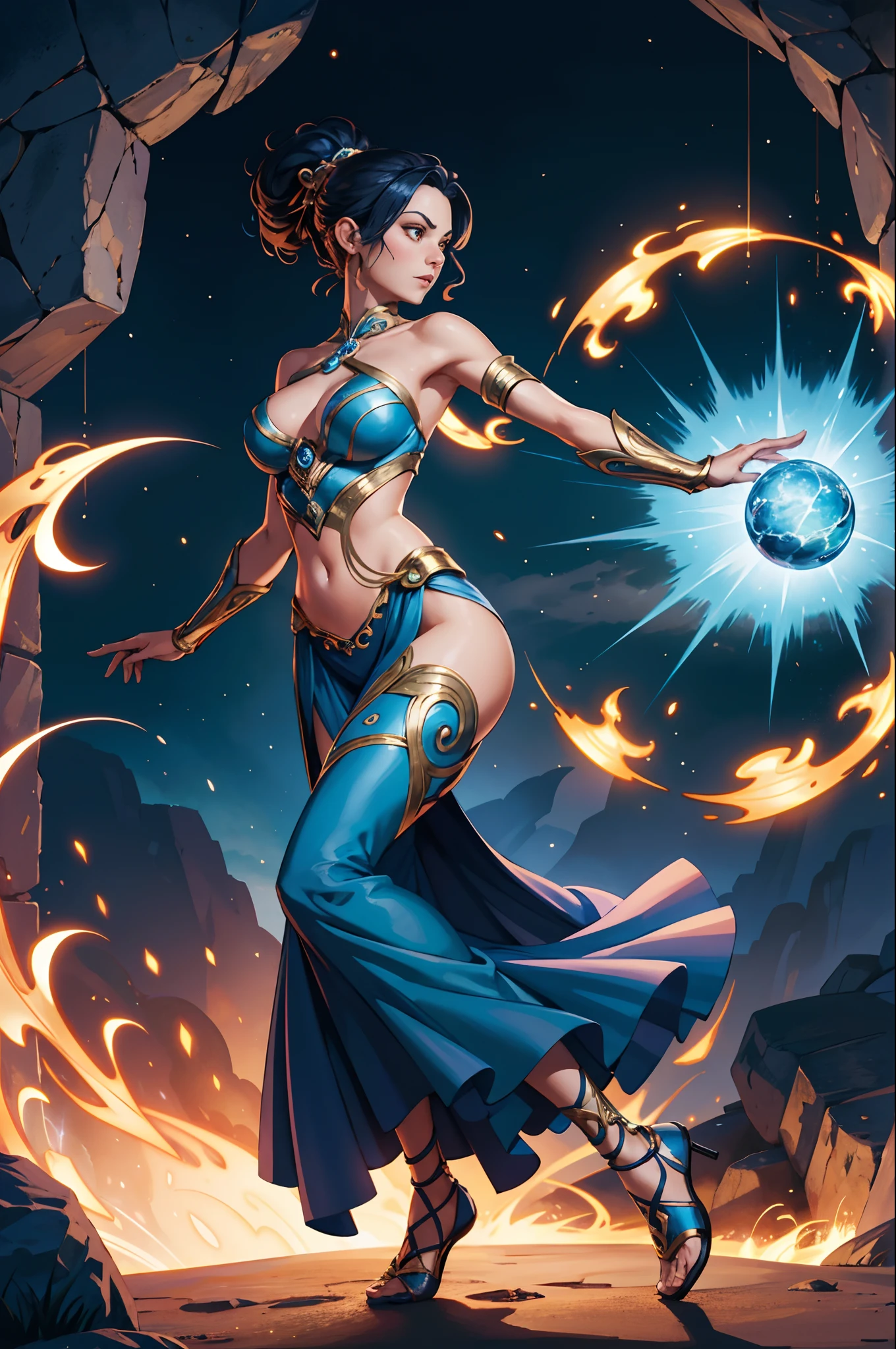 Create a series of AI-generated images featuring enchanting and mysterious arcane-styled girl characters. Each character should possess a unique elemental affinity (such as fire, water, air, earth) that is intricately woven into her appearance and surroundings. The scenes could depict these characters harnessing their elemental powers for spellcasting, surrounded by swirling magical energies and intricate sigils. Emphasize the fusion of elegance, power, and mystique in their attire, poses, and expressions. Let the images transport viewers to a world where magic and beauty converge in a captivating dance