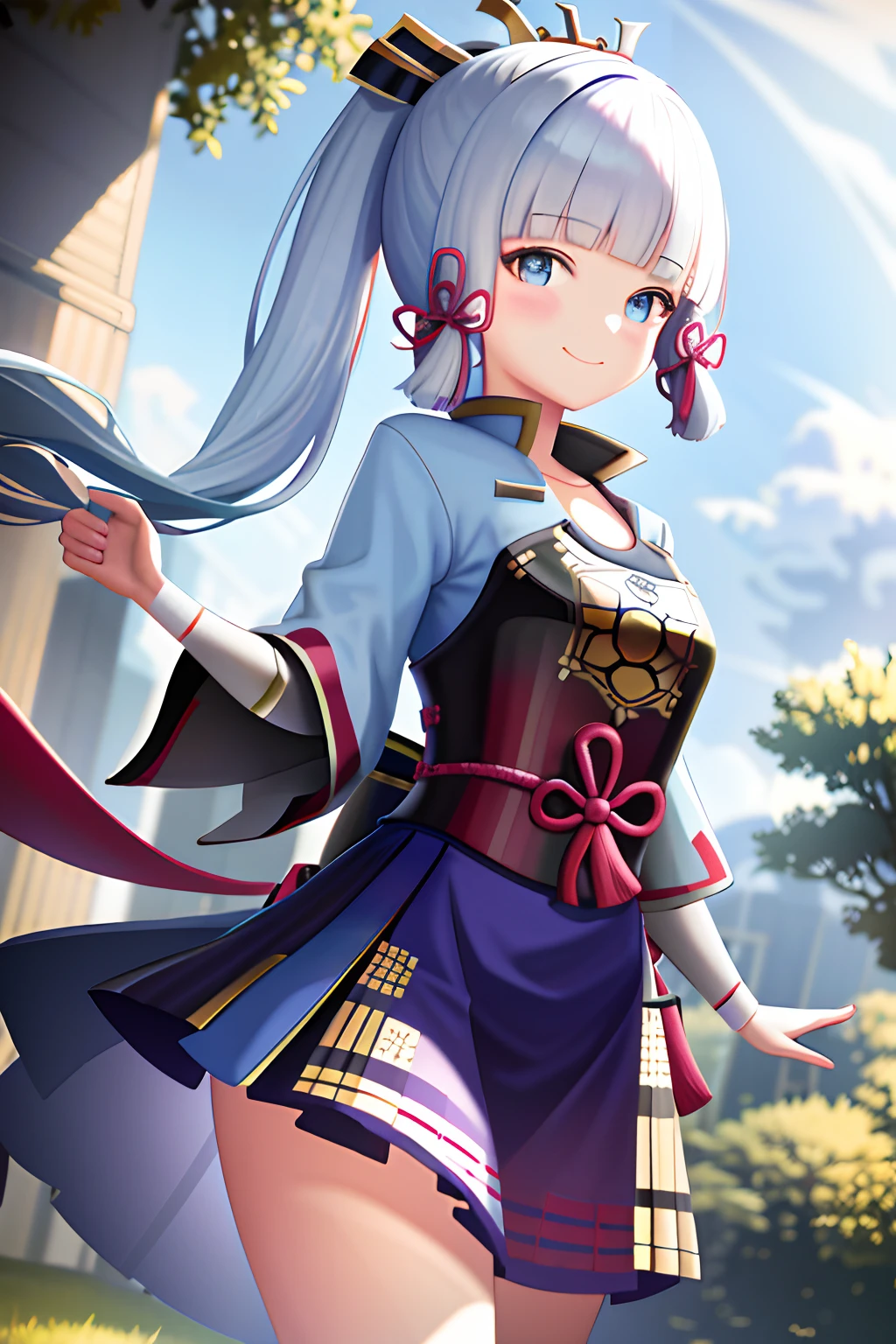 masterpiece, highres, best quality, 1girl solo, kamisato_ayaka, smile, kimono