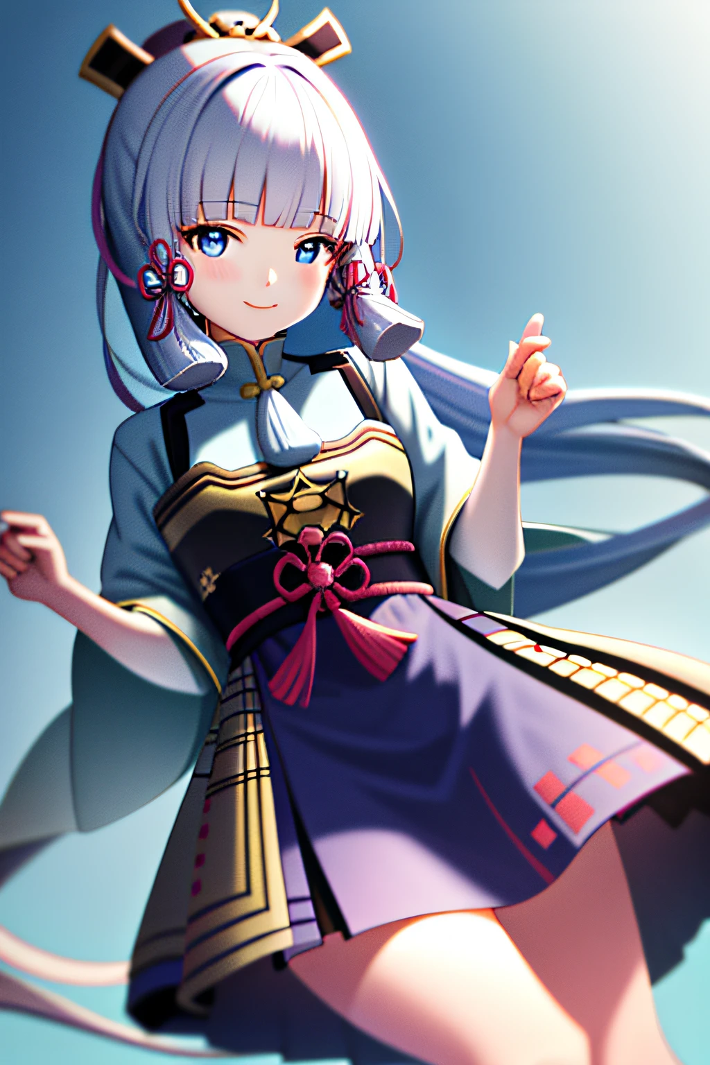 masterpiece, highres, best quality, 1girl solo, kamisato_ayaka, smile, kimono