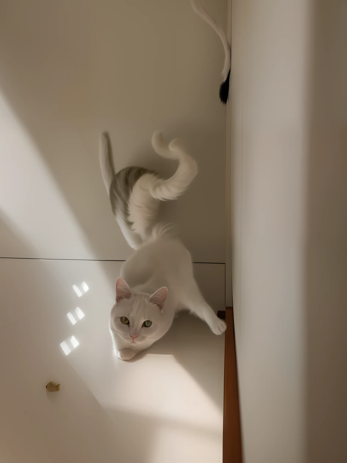 white cat,Volley,leap