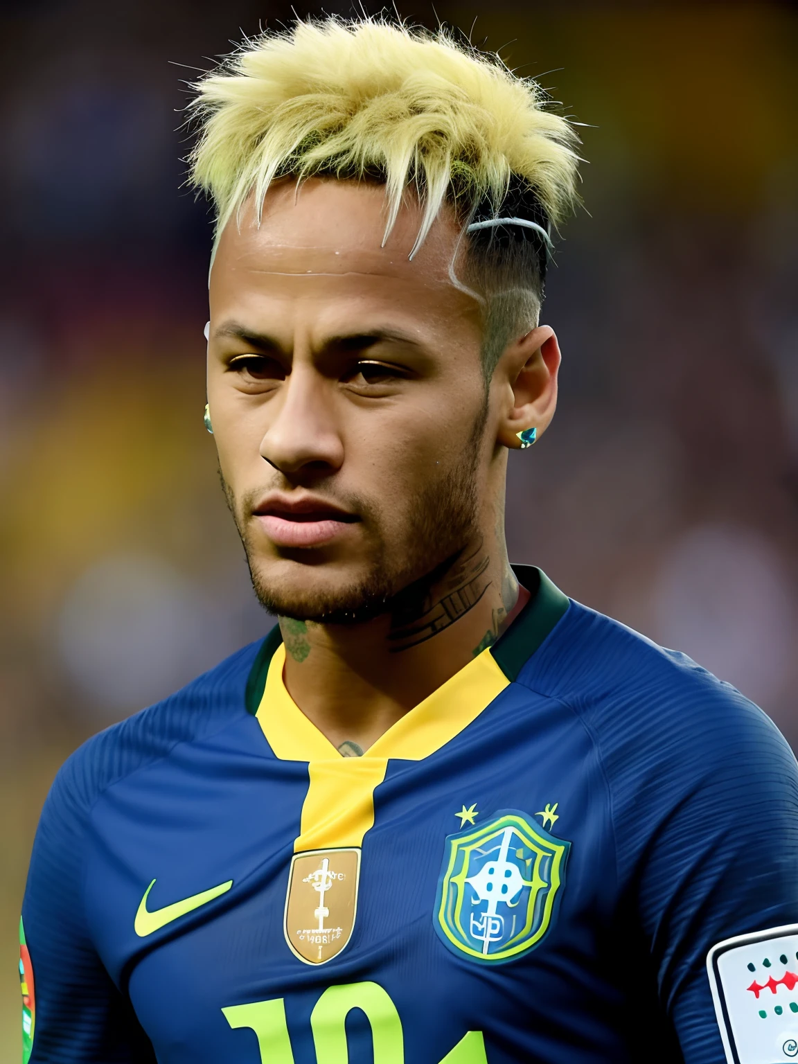 neymar, soccer player neymar jr ultra realistic Brazil shirt on the field