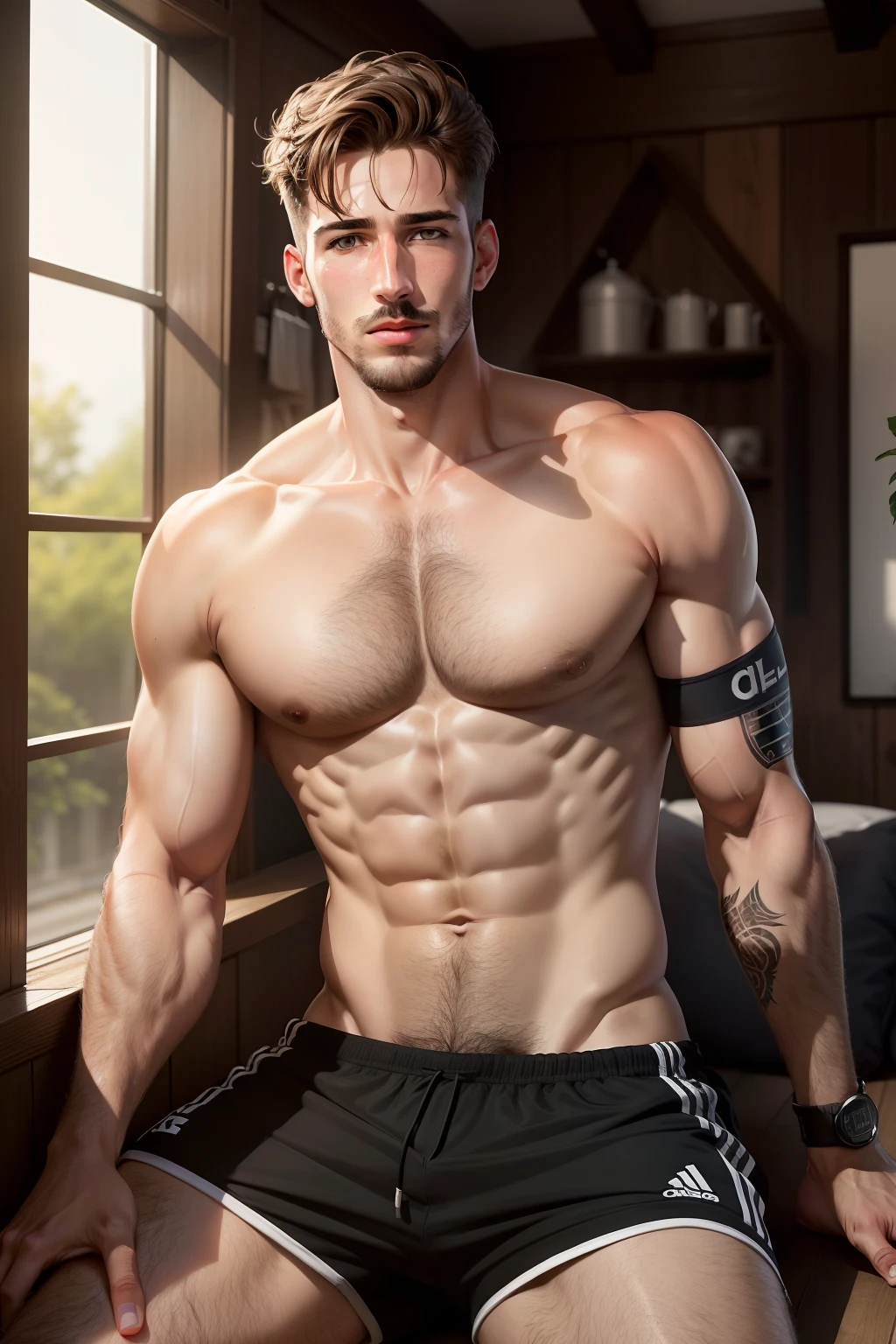 Make a man look like German goalkeeper Kevin Trapp.
he must be only in his underwear.
fazendo pose
foto ultra realista ,qualidade 8k,fullhd