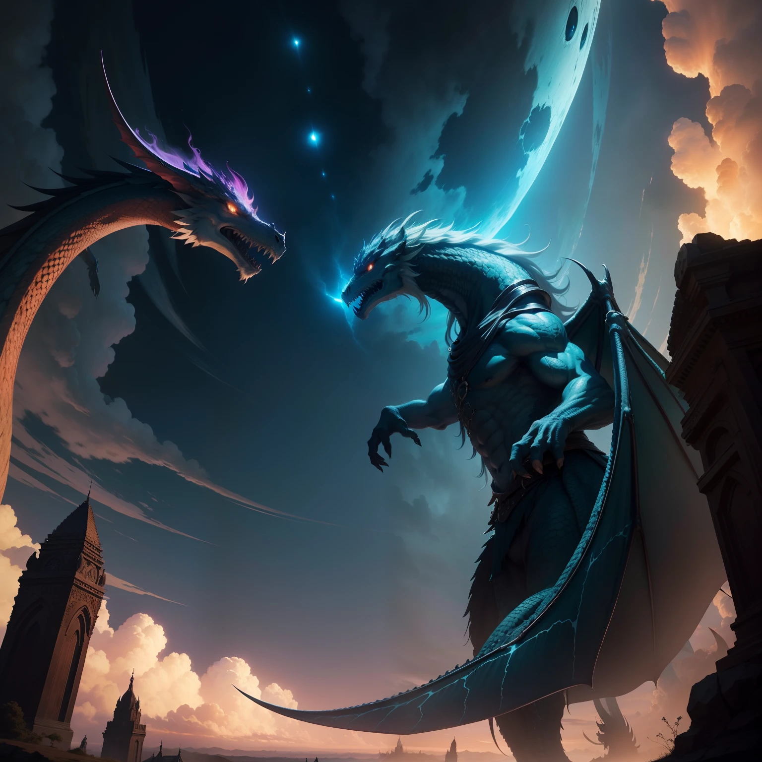 The sky was streaked by dragons，Peek into the world with one eye，The creatures of the earth prayed to this god