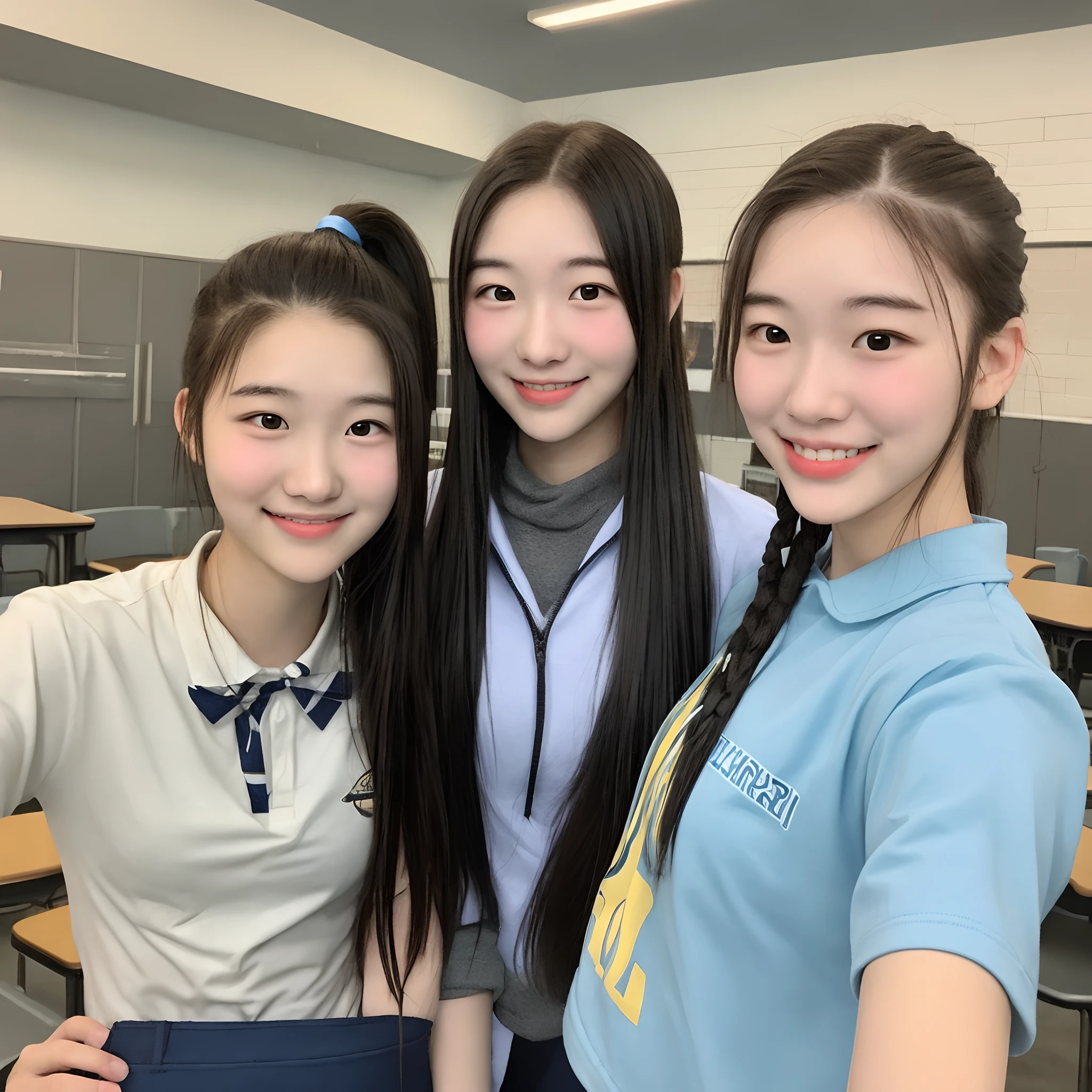 female high-school student,High ponytail catfish whiskers,Slightly fat body flesh,