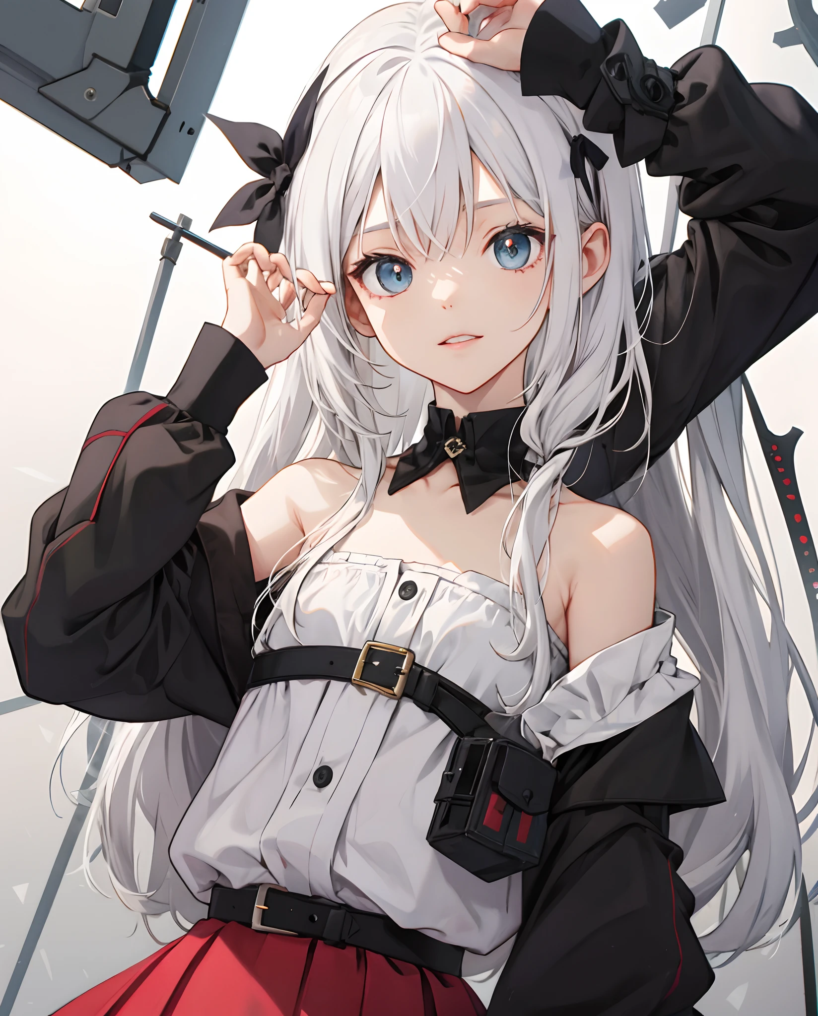 White-haired flat-chested little loli