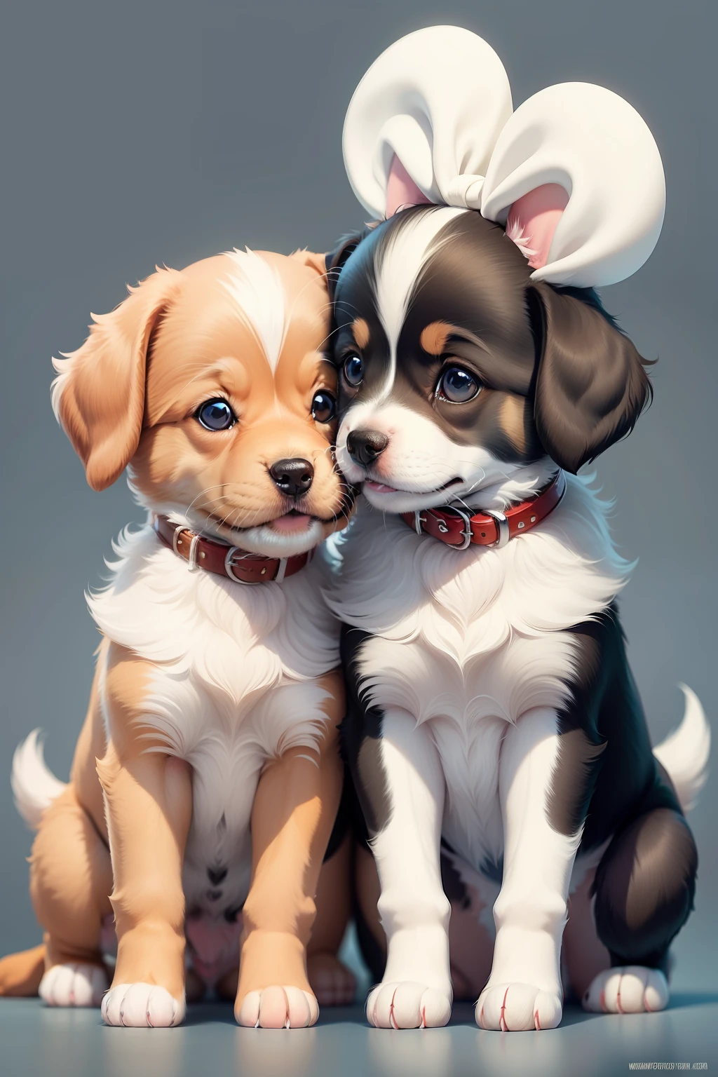 cute puppies in a Disney style with white image background