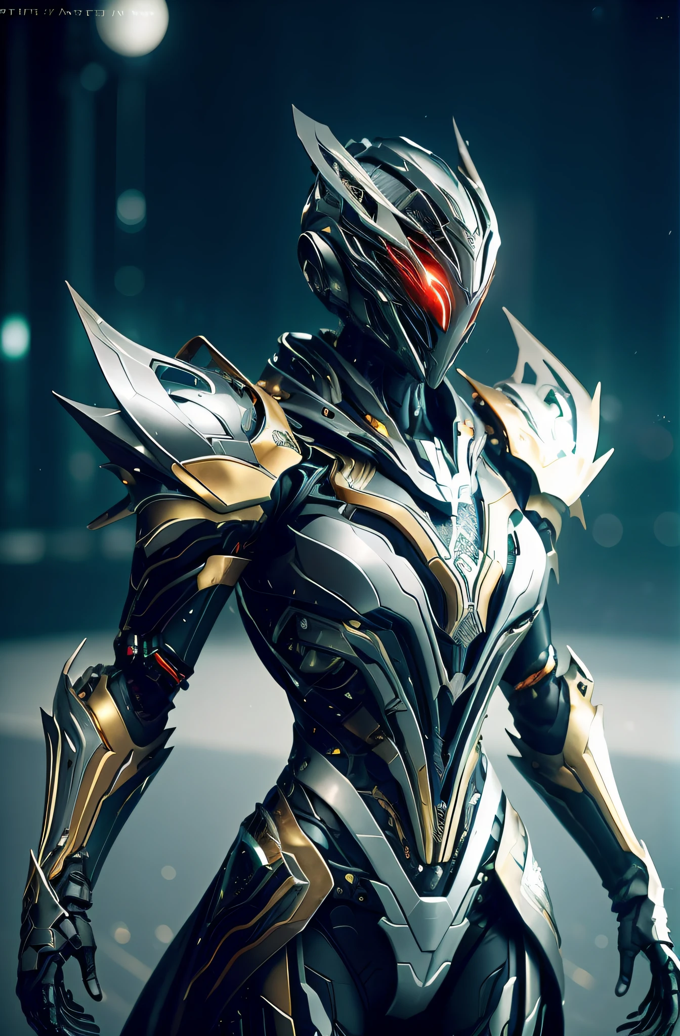 1 japanese girl, WARFRAME, intricate pattern, heavy metal, energy lines, faceless, glowing eyes, elegant, intense, blood red and black uniform, solo, modern, city, streets, dark clouds, thunderstorm, heavy rain, dramatic lighting, (masterpiece:1.2), best quality, high resolution, beautiful detailed, extremely detailed, perfect lighting,(full body, (dynamic pose), action pose), (rim lighting, studio lighting, distant moon light, night, bloom), (cinematic, best quality, masterpiece, ultra HD textures, highly detailed, hyper realistic, intricate detail, 8k, photorealistic, concept art, matte painting, autodesk maya, vray render, ray tracing, hdr), (dslr, full frame, 16mm focal length, f/8 aperture, dynamic perspective, dynamic angle, golden ratio, wide photography, wide field of view, deep depth of field, zoom out) techwear, urbansamurai 3d, realistic cyborg in a cyberhelmet head