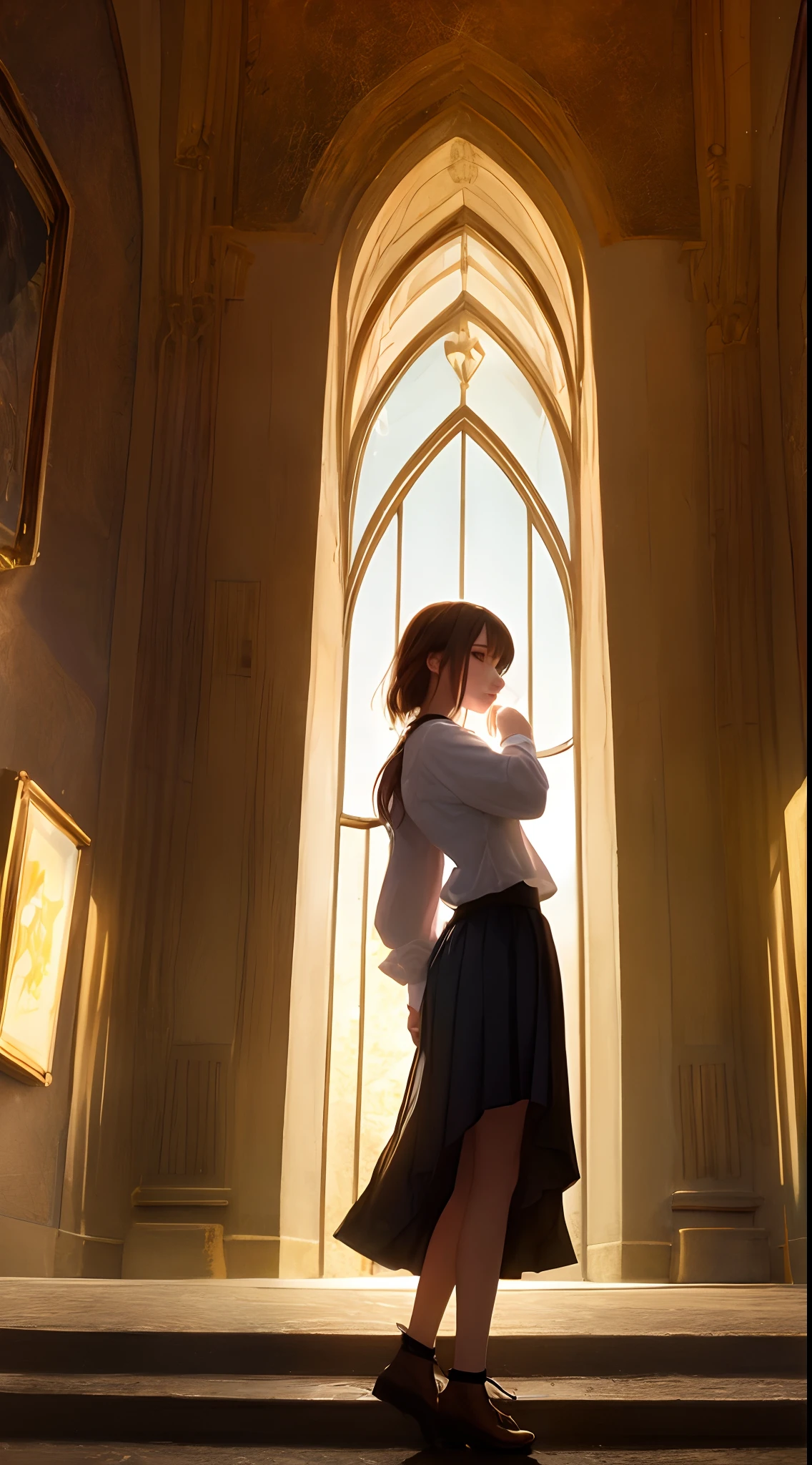 Ultra-realistic 8k CG,s the perfect face,flawless perfection,ren,tmasterpiece,professionalartwork,famousartwork,s the perfect face,beauitful face,beautidful eyes,((Perfect female body)),独奏,(immersiveatmosphere,lightand shade contrast:1.5,Bright light:1.2,lumnious),,(Blushlush:0.5),ssmile,Ultimate detail_The eye,the background is clean,There is sun shine,photorealestic:1.3,Faraway view,1girl,The shirt,pleatedskirt,white shirt,Sit Pose,A half body,(ambient lights:1.3),(cinematic compositions:1.3),(neonlight:0.1),(HDR:0.1),emphasis lighting