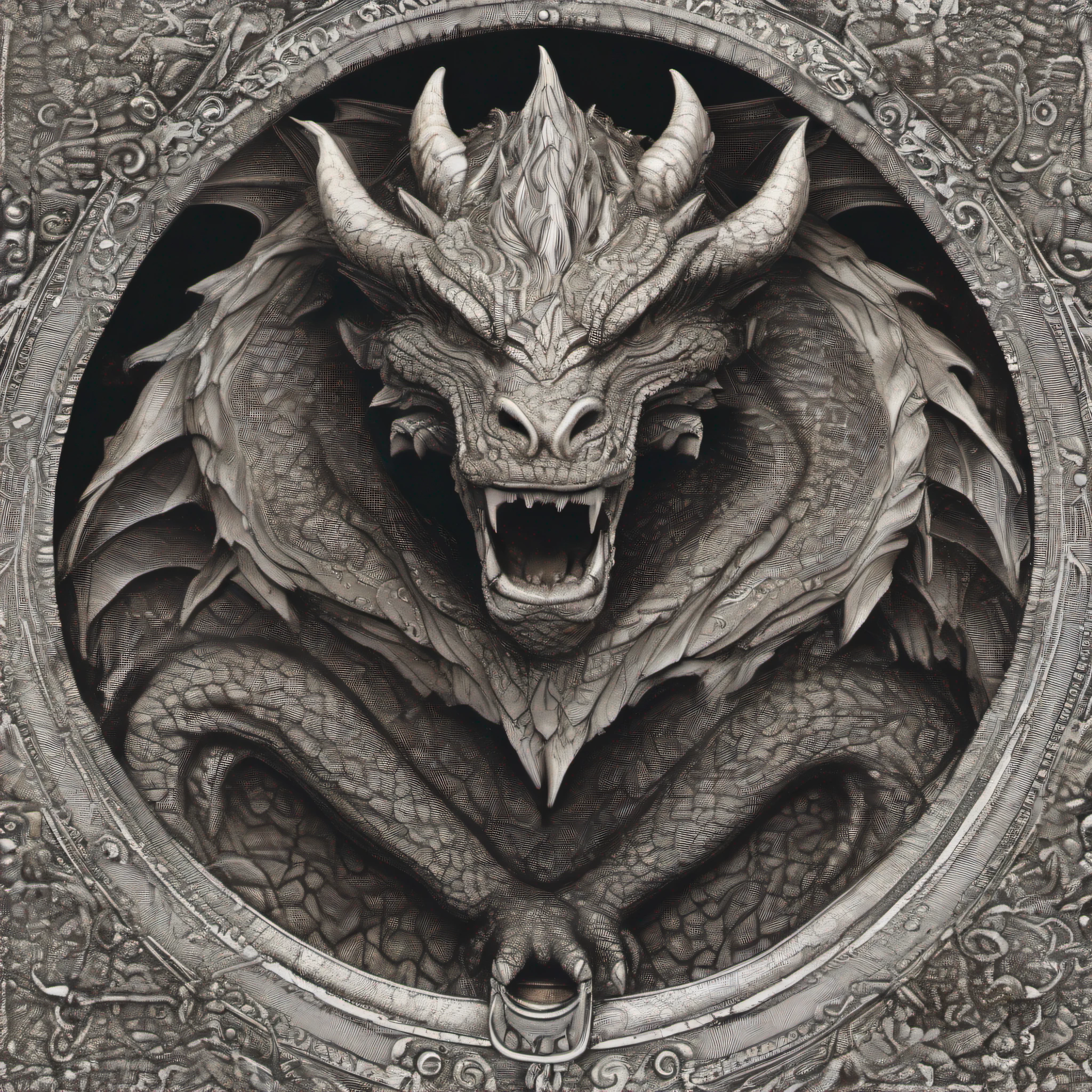 Touro, gigante, 6 chifres, dragonskin, olhos flamejantes, Mythological Being, detalhes intrincados, Arte fantasia, 16k