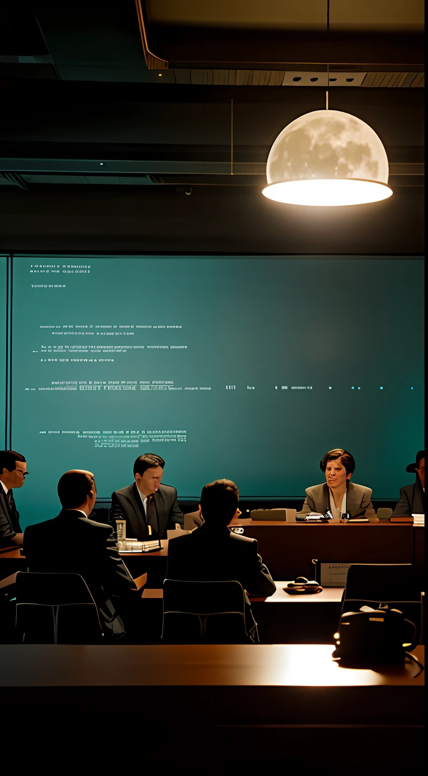 {Amidst shadows and secrets, U.S. military and scientific authorities convene. Charts, blueprints, and a luminous projection of the moon dominate the room, revealing a covert plot, a potential nuclear strike that might change the course of history.}, Vintage Photograph, 1960s Cold War Tension, DeviantArt, 55mm, Medium Shot, (UHD:1.2), (natural light:1.2), (hyper detailed:1.2), (Unreal Engine:1.15)