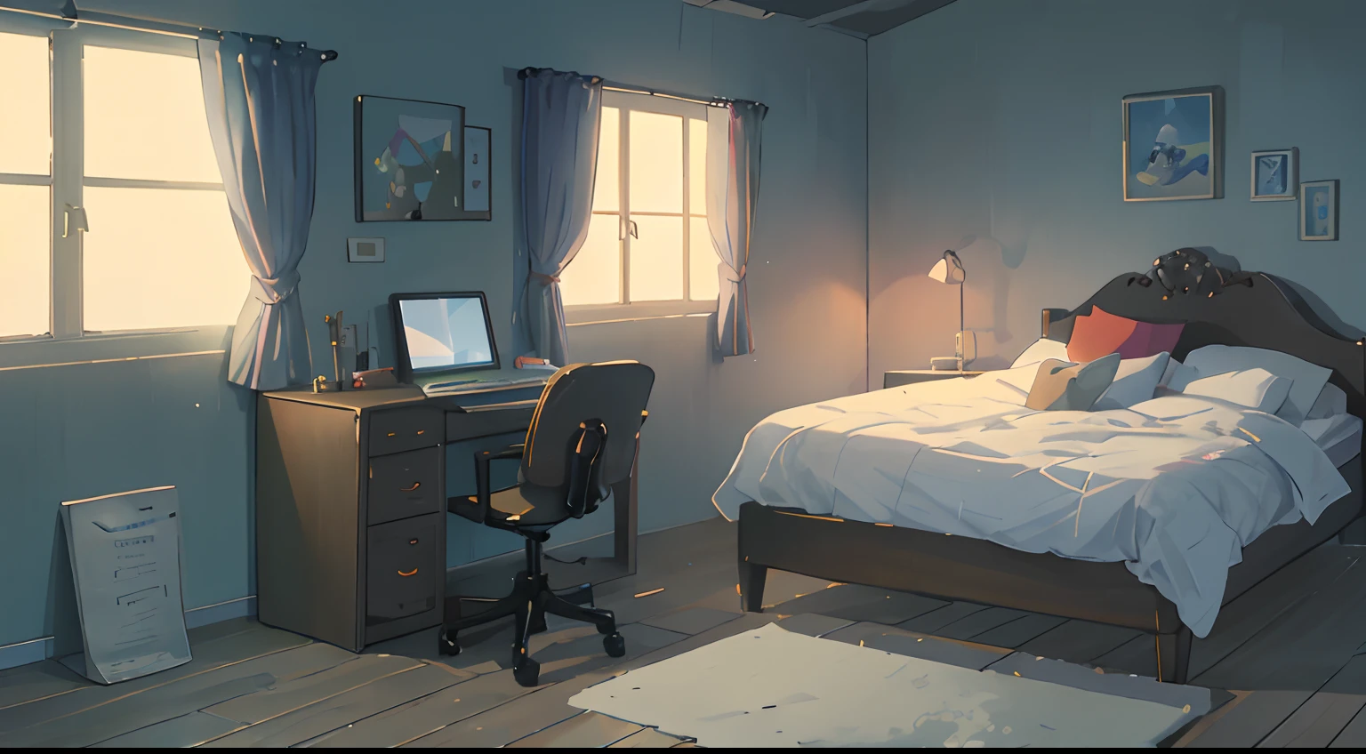 a loner who hates me sits in his bedroom at night, playing on his laptop, and looking out the window with a strange kind of light