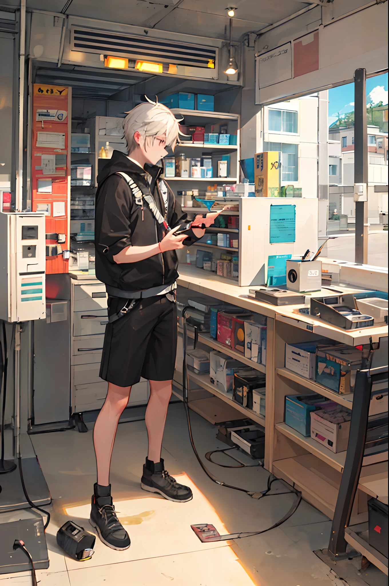 cyber punk perssonage,neonlight,cool guy
