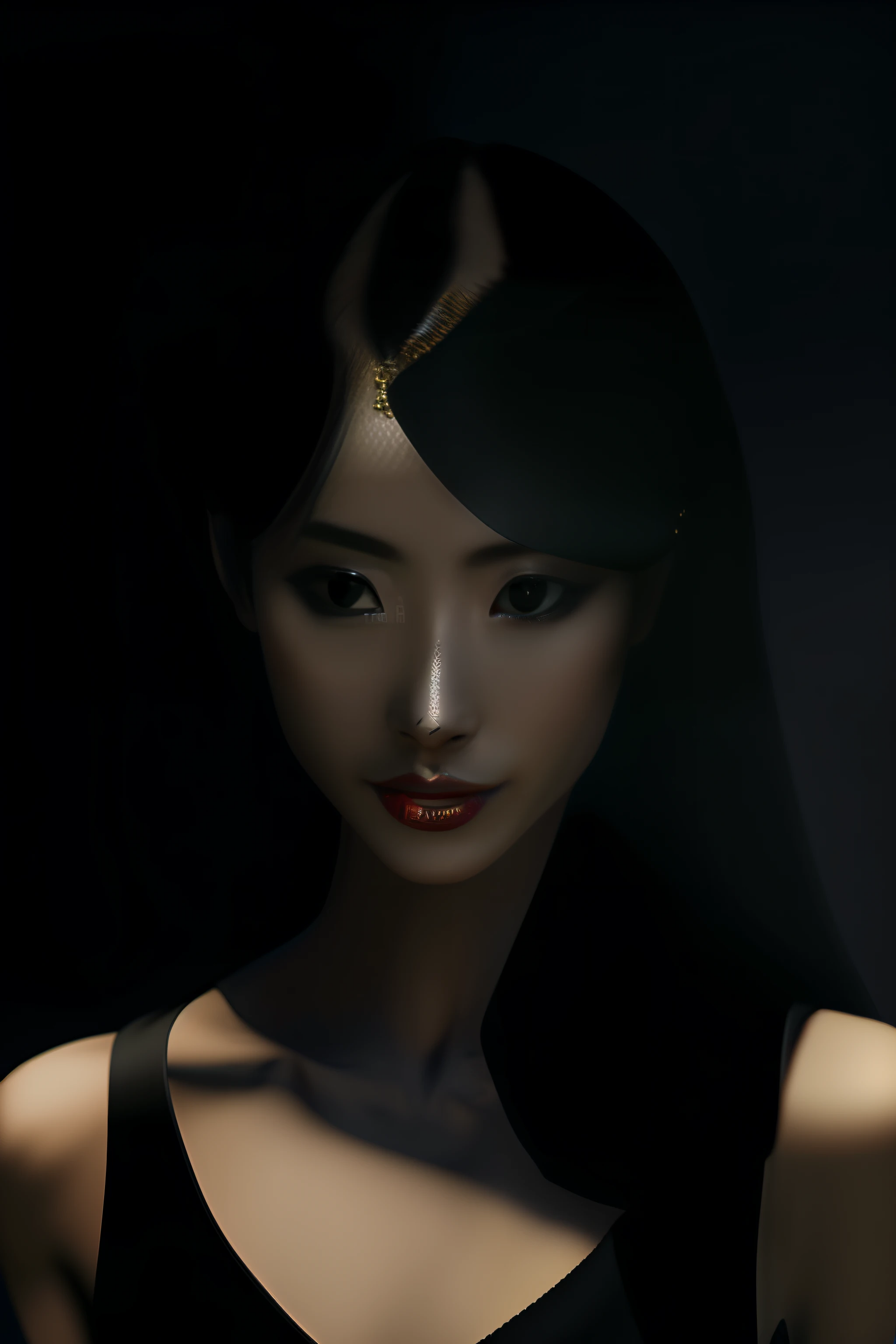 Little succubus，carismatic，Dress coolly，Strong sexual innuendo，（perfect bodies：1.1），Black color hair，Black long straight，Bust photo，The black tail of the succubus，Black bra，Black panty（lace edge），（极其细致的CG 8k壁纸），（Extremely refined and beautiful），（tmasterpiece），（best qualtiy：1.0），（超A high resolution：1.0），dim murky lights，realistic shaded，[A high resolution]，Delicate skin，ultra - detailed