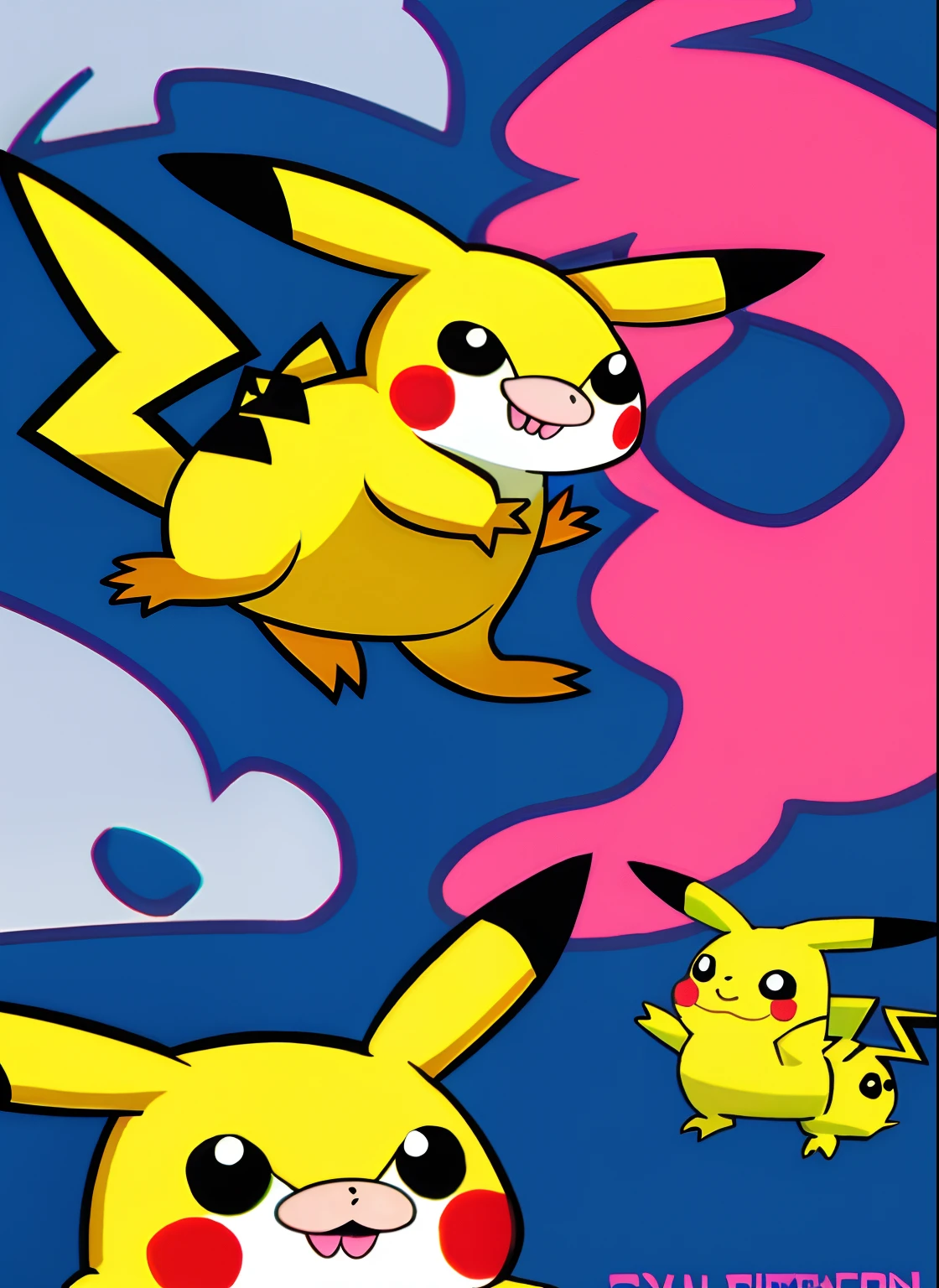 Hybrid styling of Pikachu and pig，cartoony