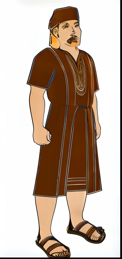 A cartoon of a man in a brown robe and sandals, vestindo vestes marrons, Vestidos Castanhos, vestindo vestes jedi marrons, picture of a male cleric, Vestido Jedi marrom, imagem de corpo inteiro de um monge masculino, wearing toga and sandals, inspired by Nicomachus of Thebes, vestido thobe, vestindo uma capa marrom, roupas de monge, imagem de corpo inteiro