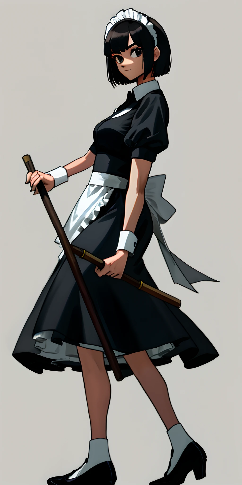 Black silk short hair maid outfit