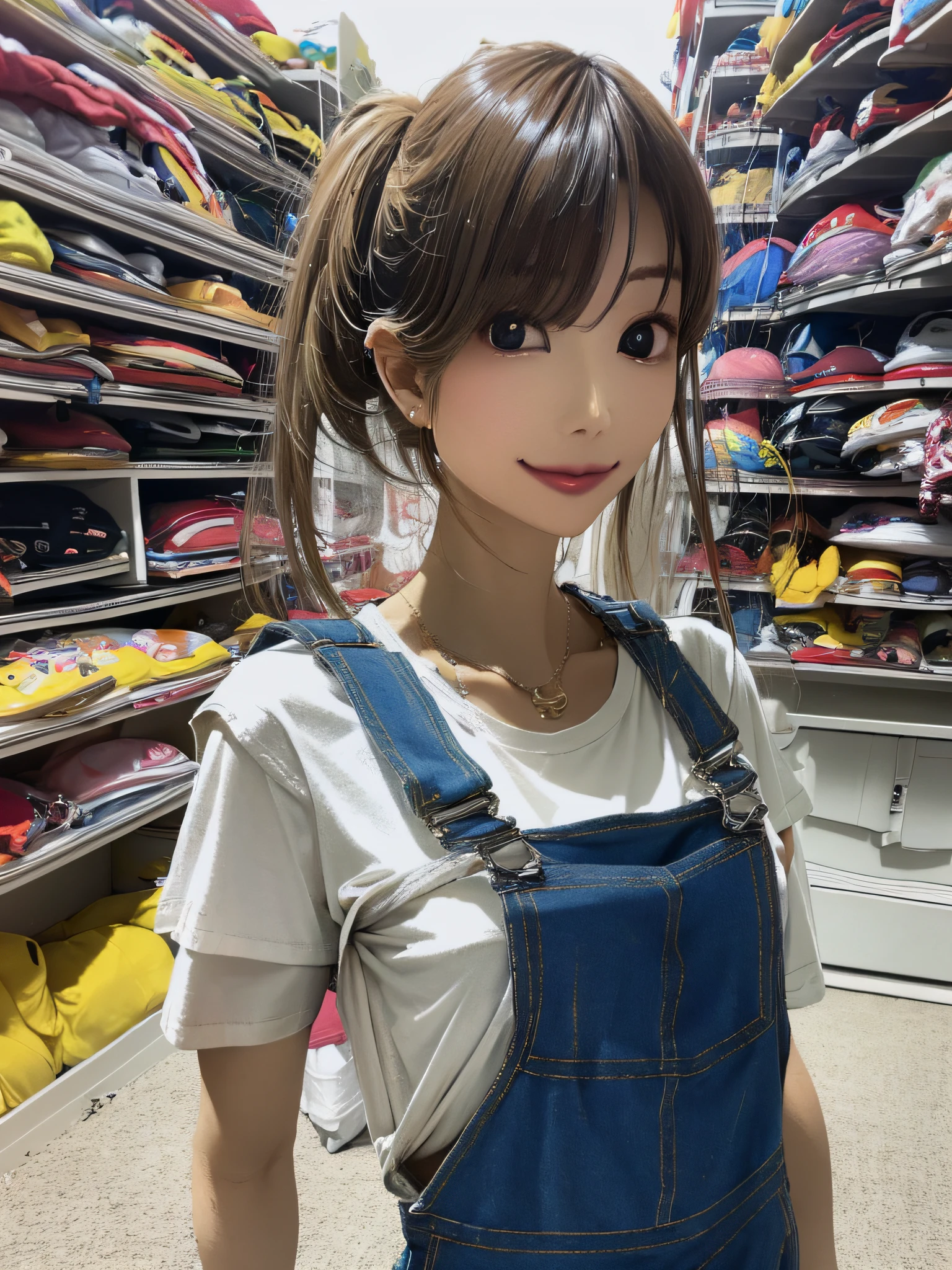 (max resolution: 1.2), 1girl in, nffsw, 8K resolution, Perfect Style, Beautiful face, Anatomically correct, Highly detailed face and skin texture, Detailed eyes, Black eyes, Double eyelids, Glossy skin, absurderes, Aoi_17, 
BREAK 
((full body:1.9)), 
BREAK 
(overalls:1.8), (T-shirt under overalls:1.8), ((The season is summer:1.8)), 
BREAK,
Smile, Cinematic Light,