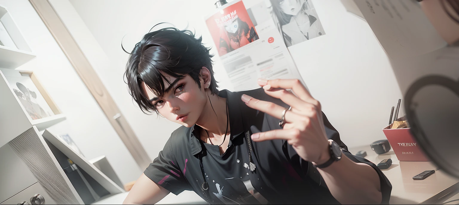 Anime look, dark background
