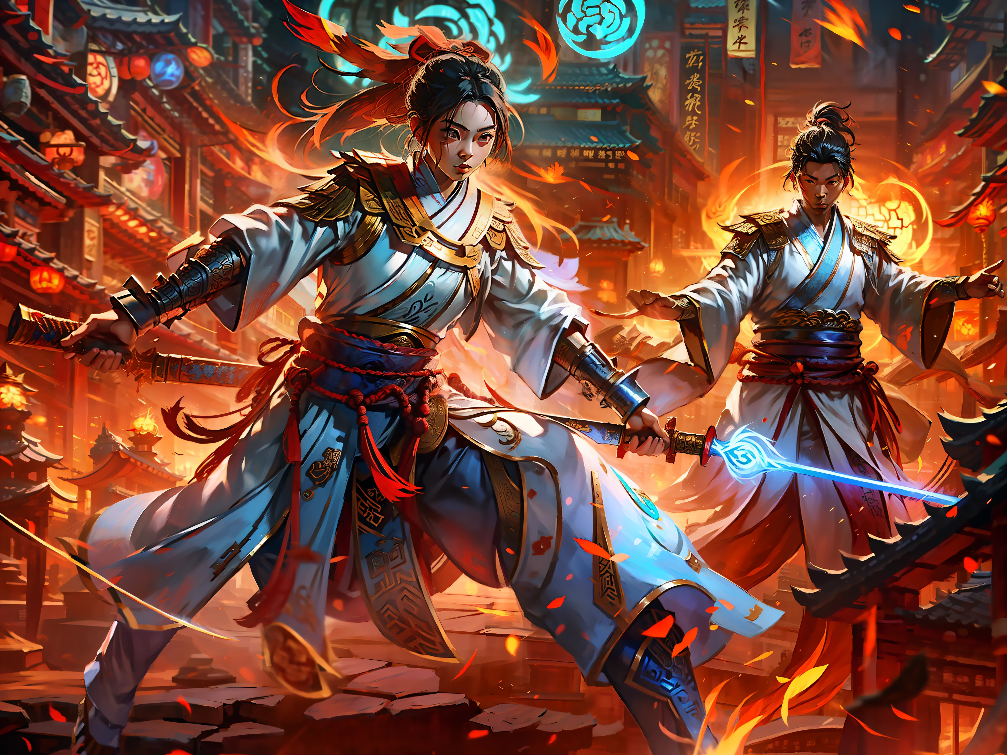 Gai Nie Chinese Ancient Style Changting Maple Leaf Confrontation with a Thousand Armies Sassy Shuang The swordsman is murderous