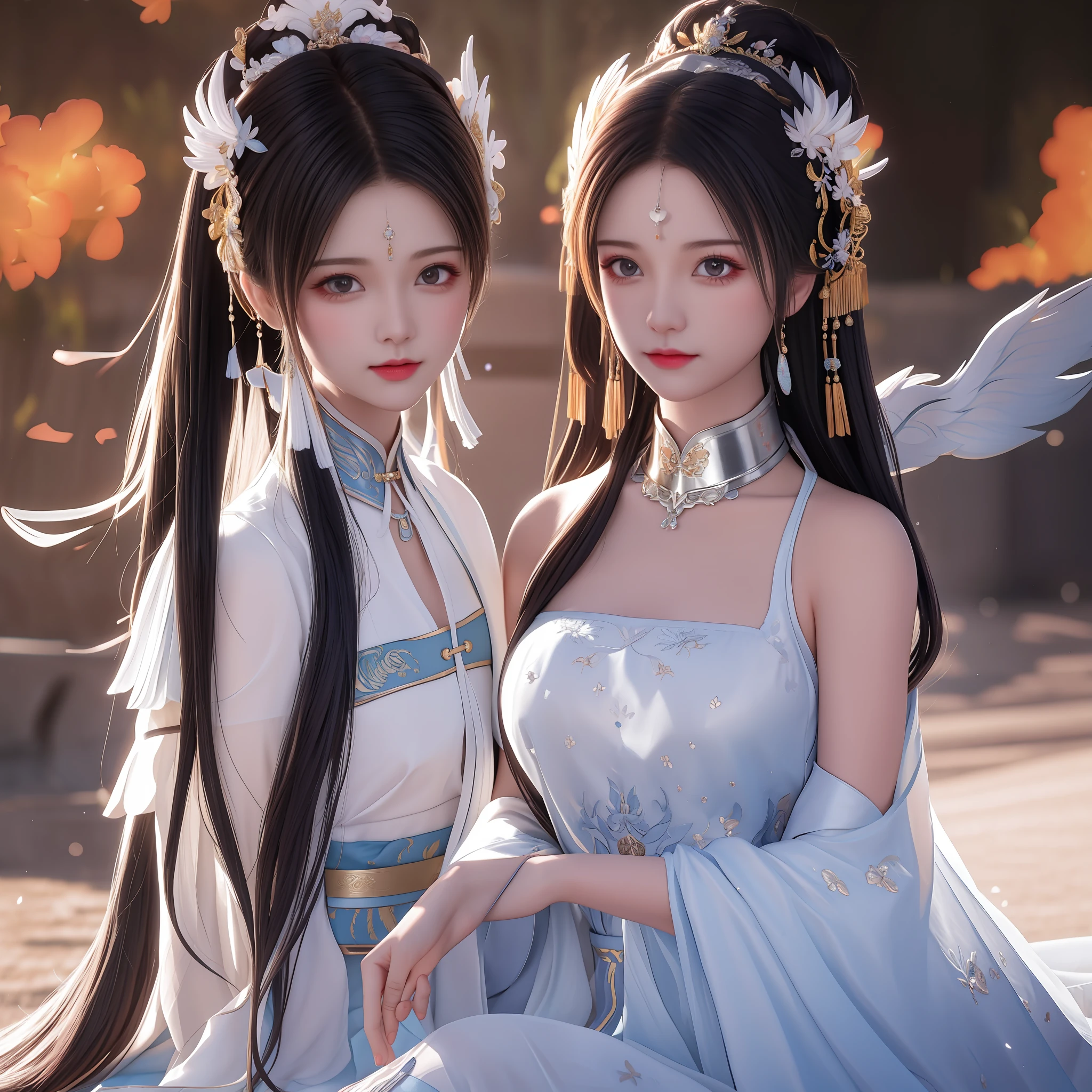 best qualtiy， tmasterpiece， A high resolution， （（（1girl）））， Ancient Chinese battlefield background，Metal armor， metalcollar， hair adornments， choker necklace， jewely， beautiful  face， upon_body， Tyndall effect， realisticlying， dark studio， edge lit， twotonelighting， （highdetailskin：1.2）， 8K  UHD， digital SLR camera， gentle illumination， high high quality， Volumetriclighting， Frankness， photore， A high resolution， 4k， 8k， bokeh，Silver-white bikini armor，Embroidered phoenix on the chest，metal breastplate，tight-fitting，pony tails，Bare arms，Exposing the abdomen，arma，Short wrist guards，stocklings