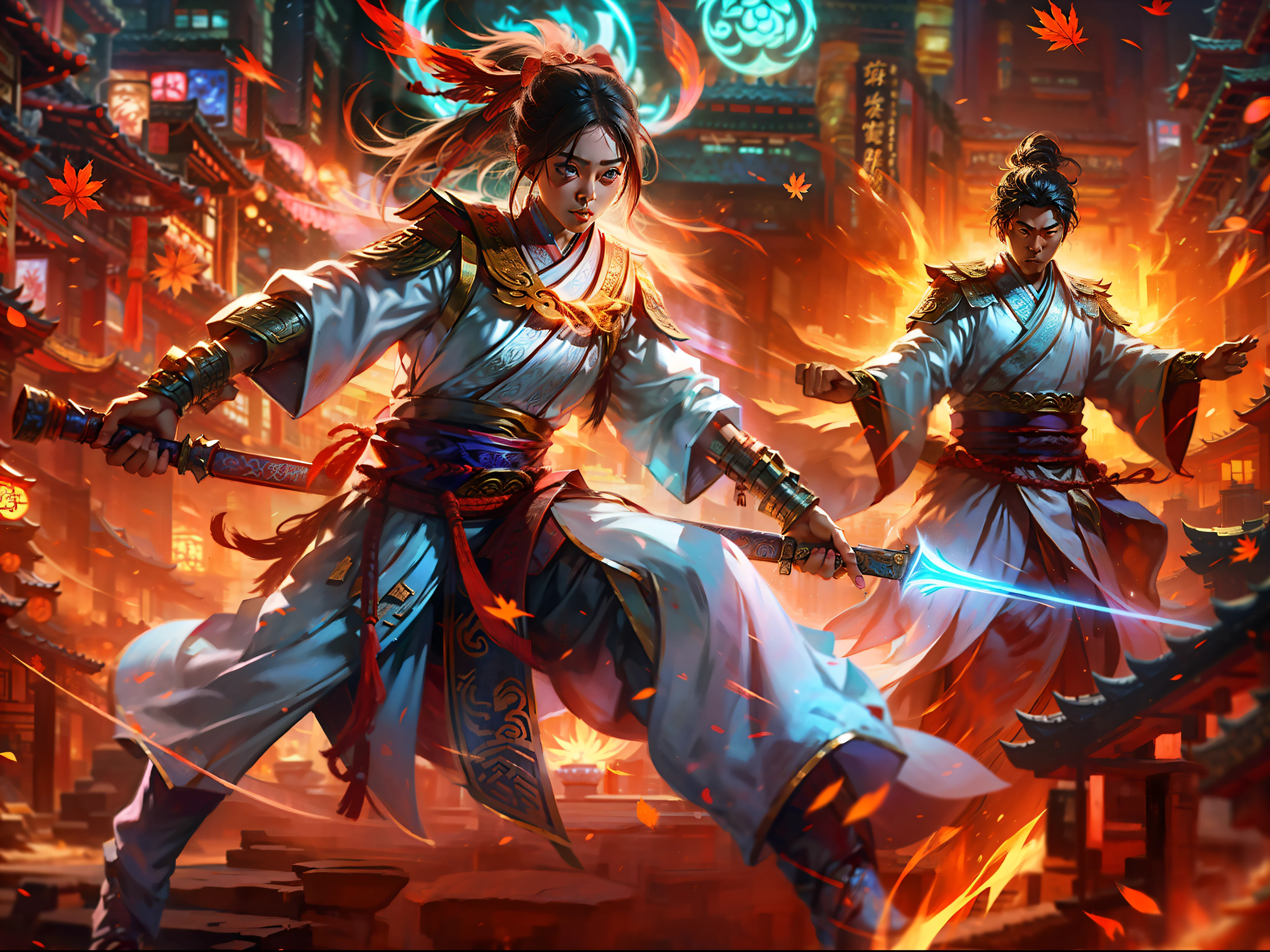 Gai Nie Xia Ke Chinese Ancient Style Sasshuang Changting Maple Leaf Confrontation with a thousand armies