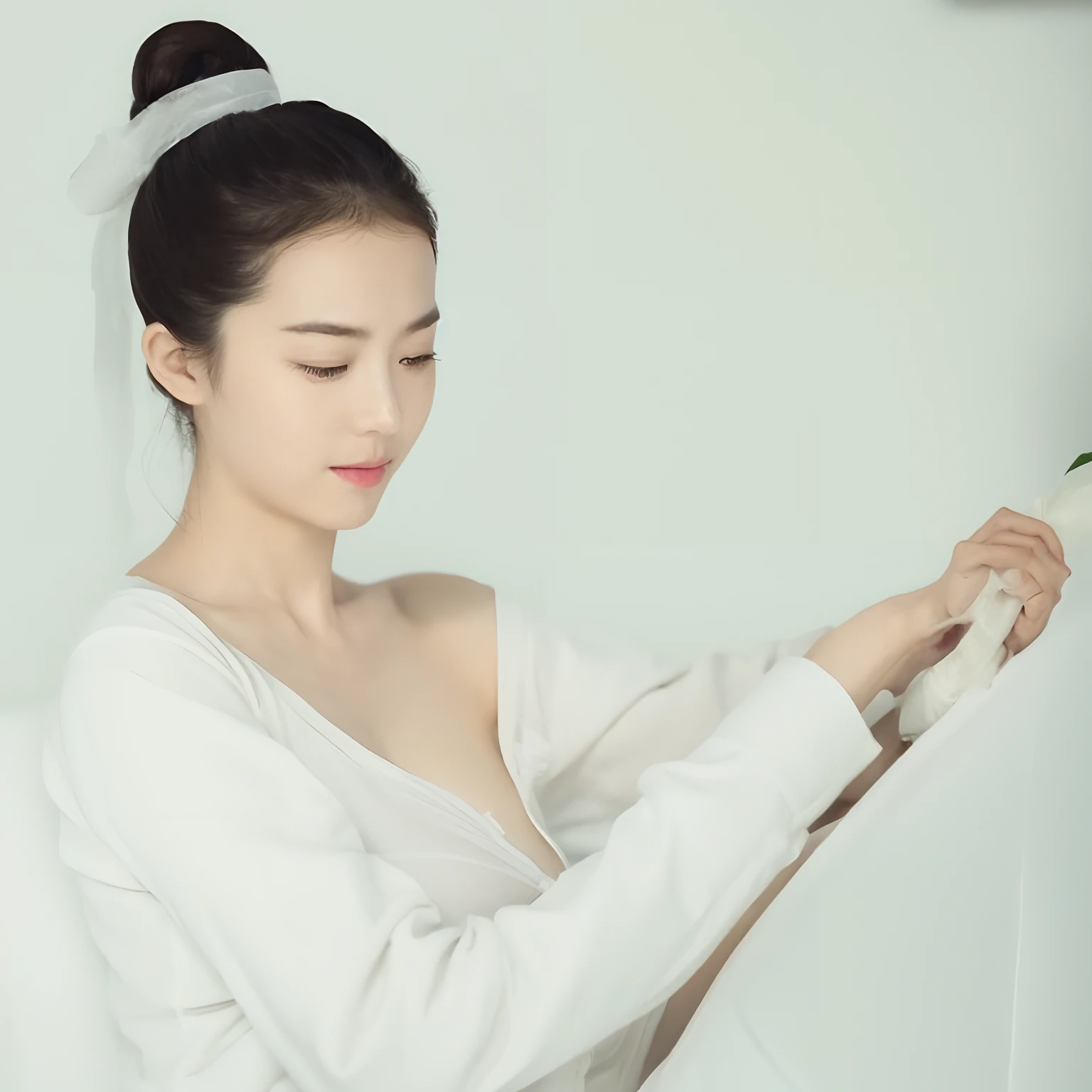 tmasterpiece,best qualtiy,(realisticlying,photo-realistic:1.37),8K,an extremely delicate and beautiful,astounding,finedetail,offcial art,(perfect female shape),full bodyesbian,No clothing,nakeness,White skin of the,Realistic skin material,moderately sized breasts,no clothes are worn,standing on your feet,One-handed knife,Breast leakage,Pink
