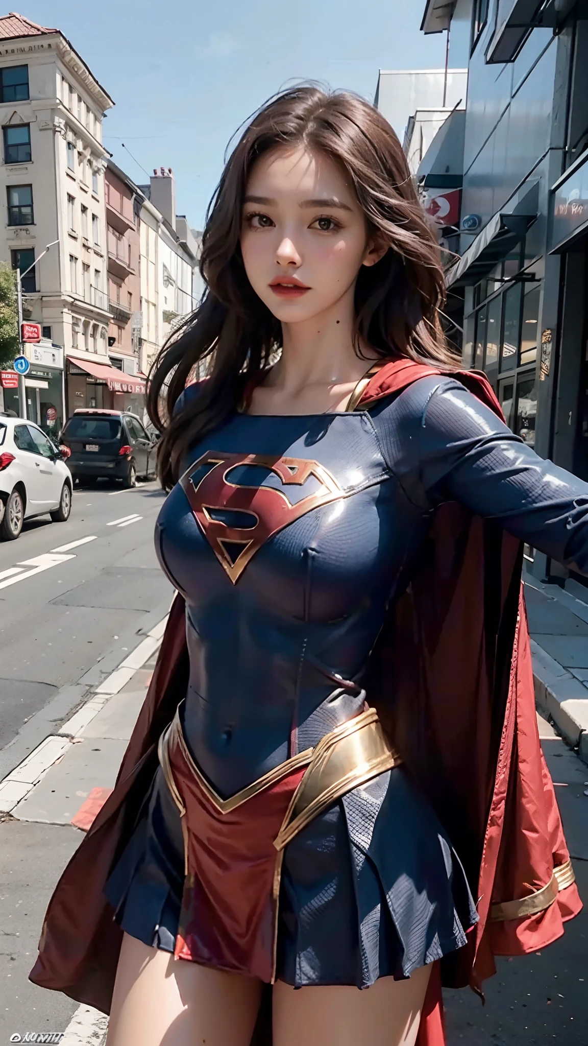 Woman body set big breasts, Supergirl Costume Dress, Top Quality, 8k, masterpiece: 1.3