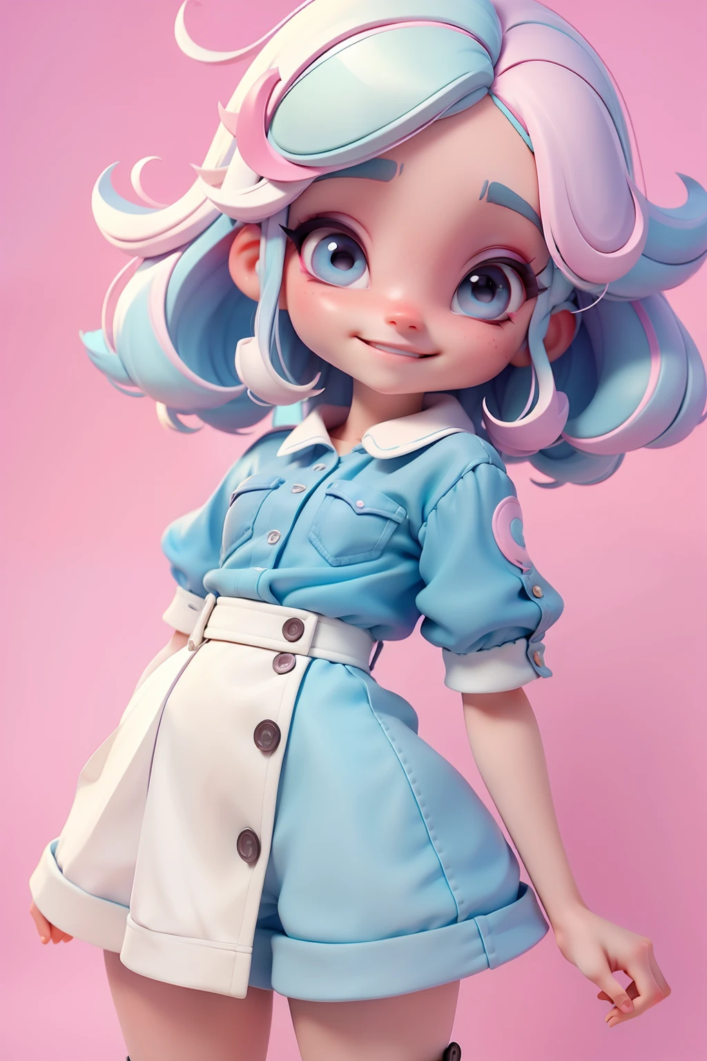 Avatar menina adolescente, tons pastel, sorriso meigo e delicado, Modern clothing and accessories, corpo inteiro,pele clara e olhos delicados e cabelos multicolor, fundo simples e branco