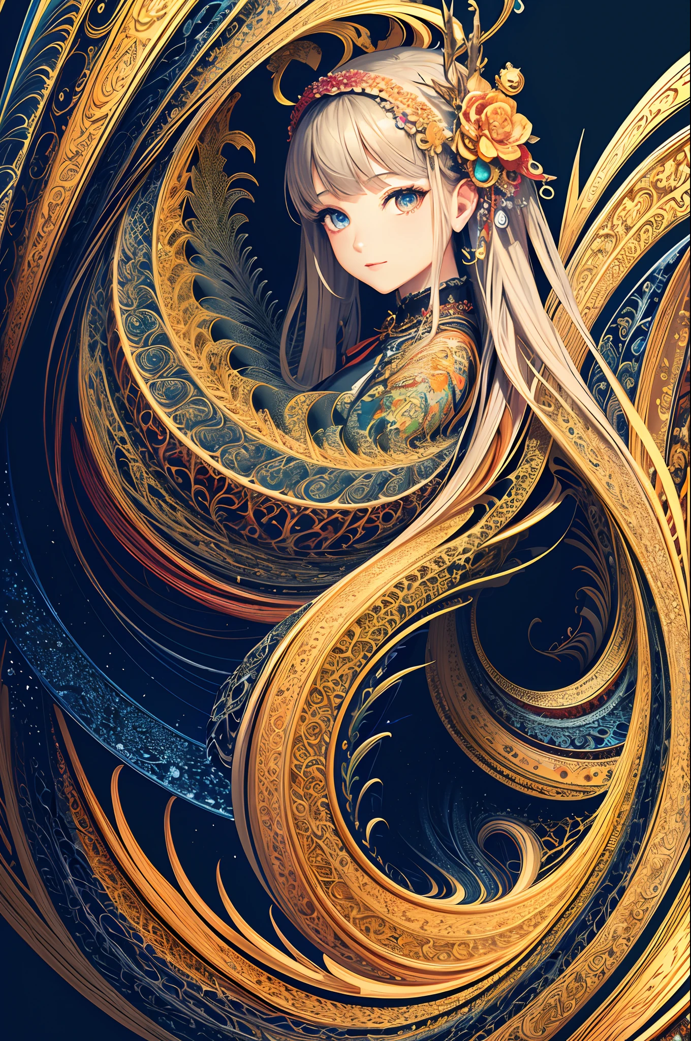 (masterpiece, top quality, best quality, official art, beautiful and aesthetic:1.2), (1girl), extreme detailed,(fractal art:1.3),colorful,highest detailed