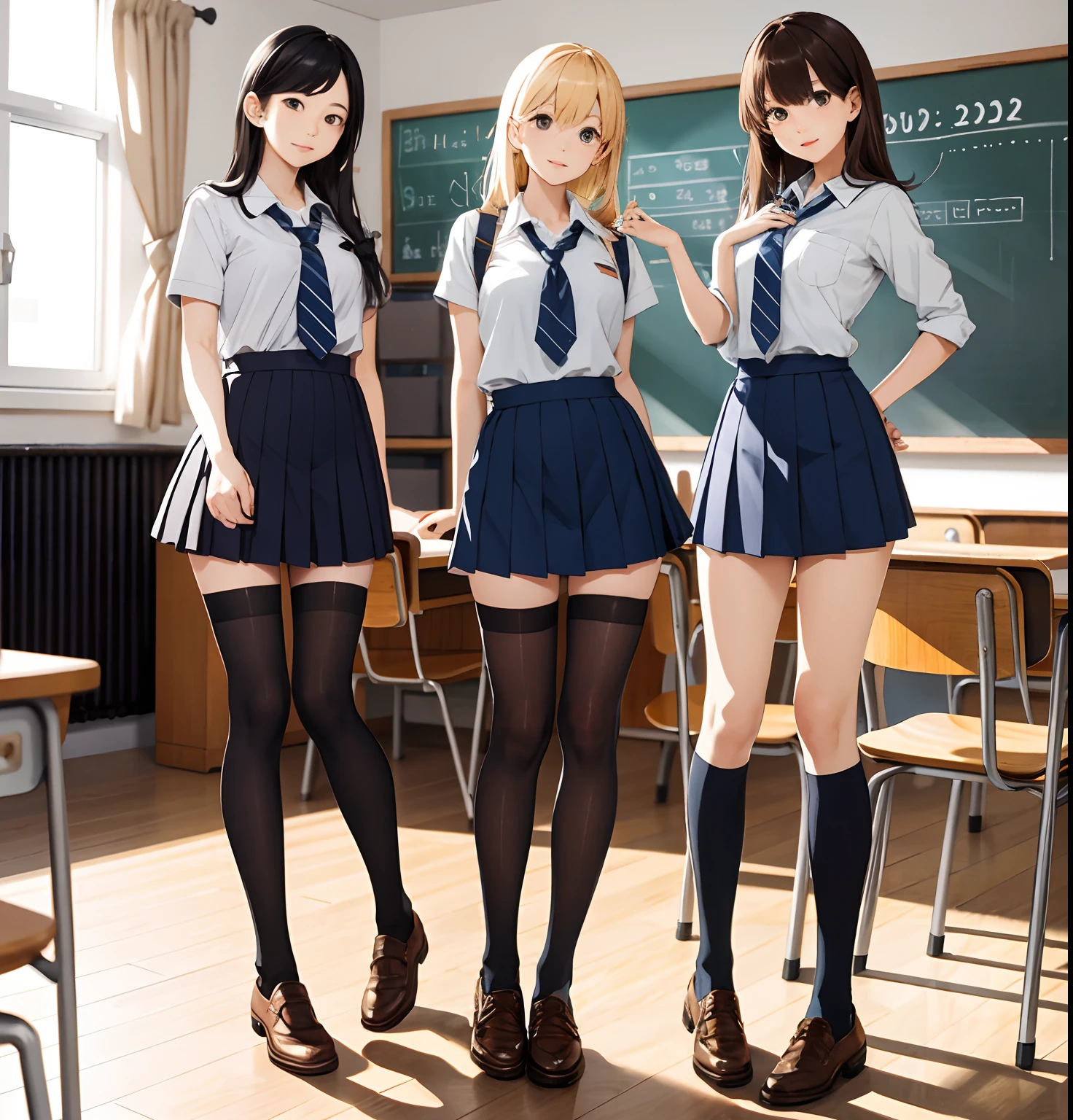 schoolgirls，Chest and long legs