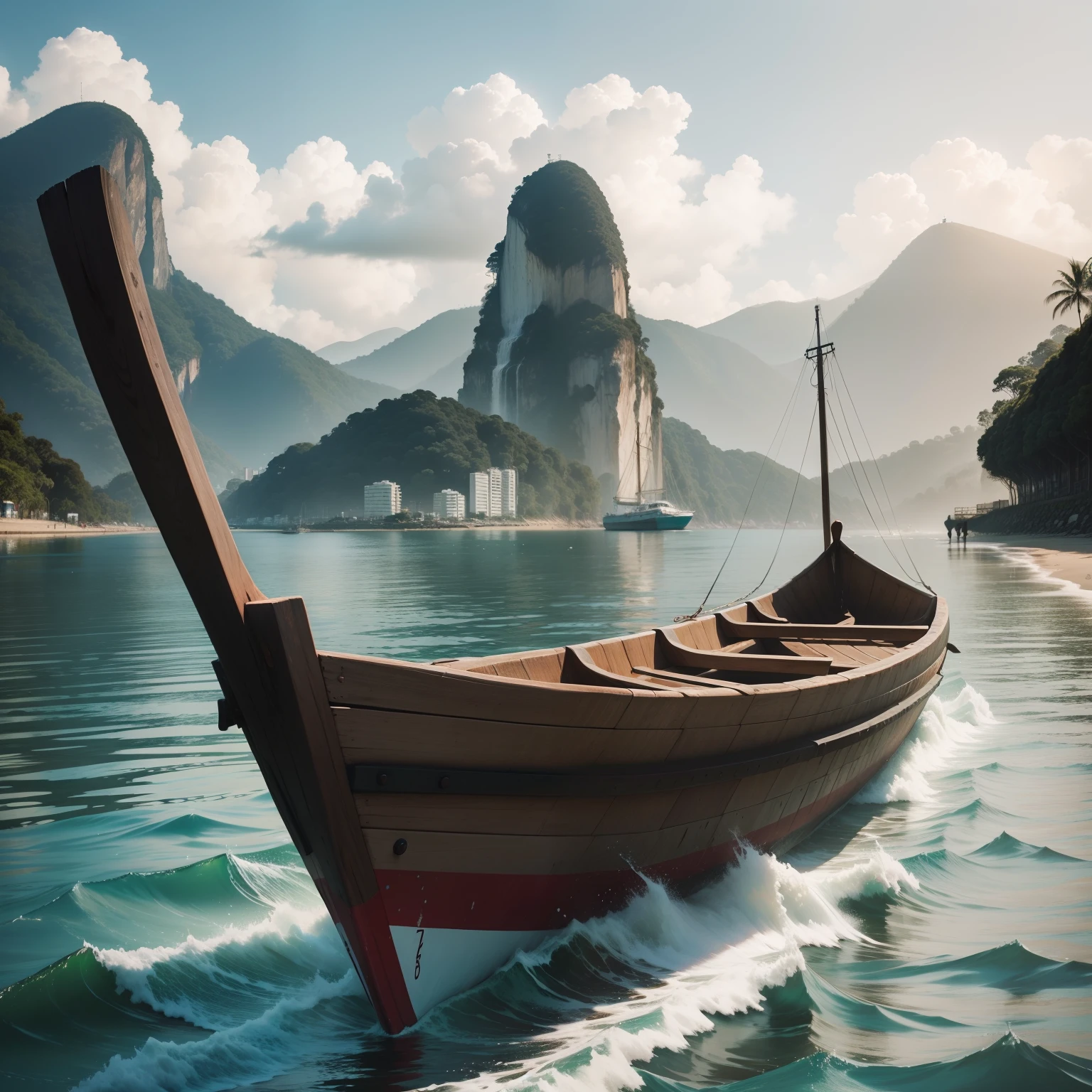 Uma canoa num rio tranquilo