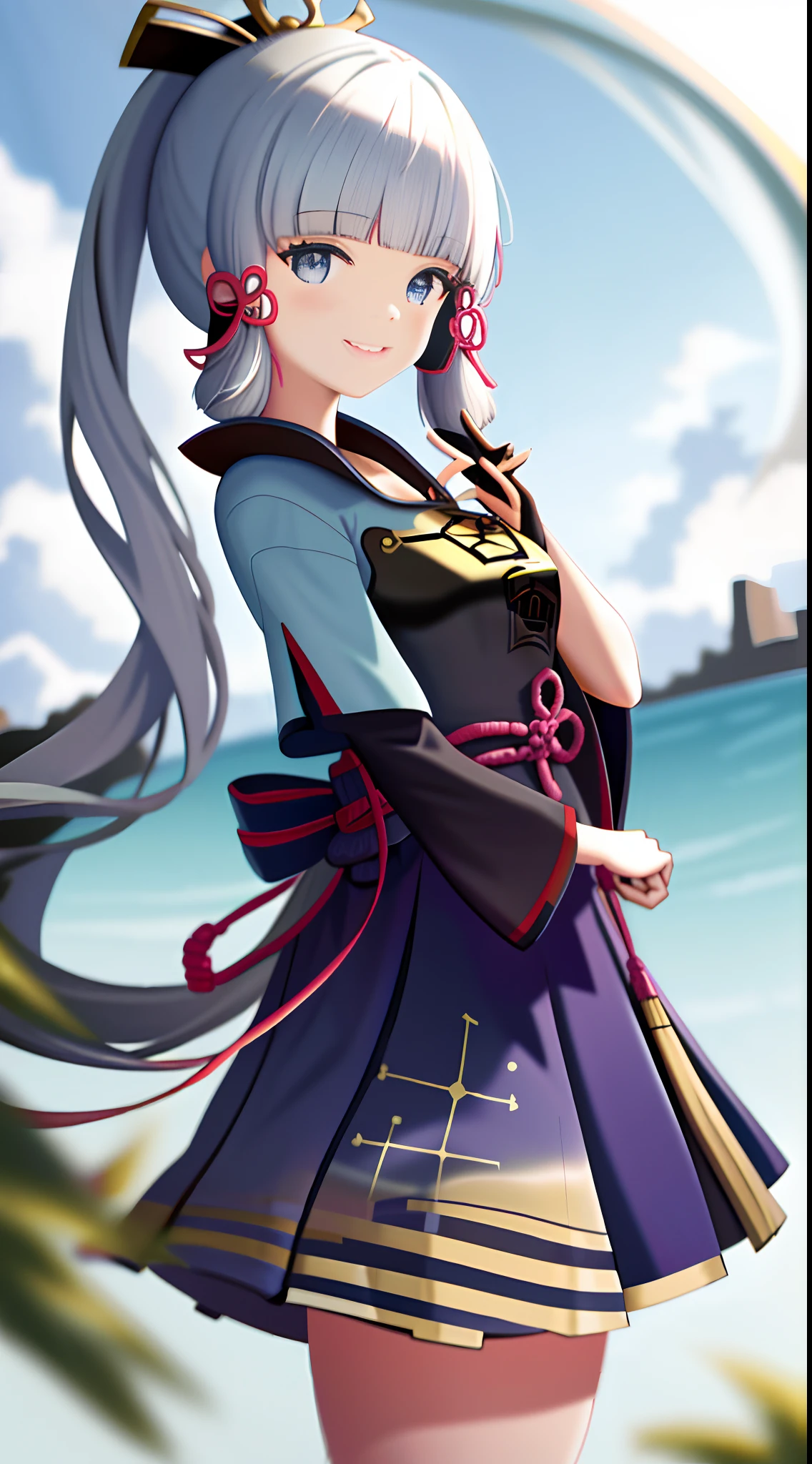 masterpiece, highres, best quality, 1girl solo, kamisato_ayaka, smile, kimono