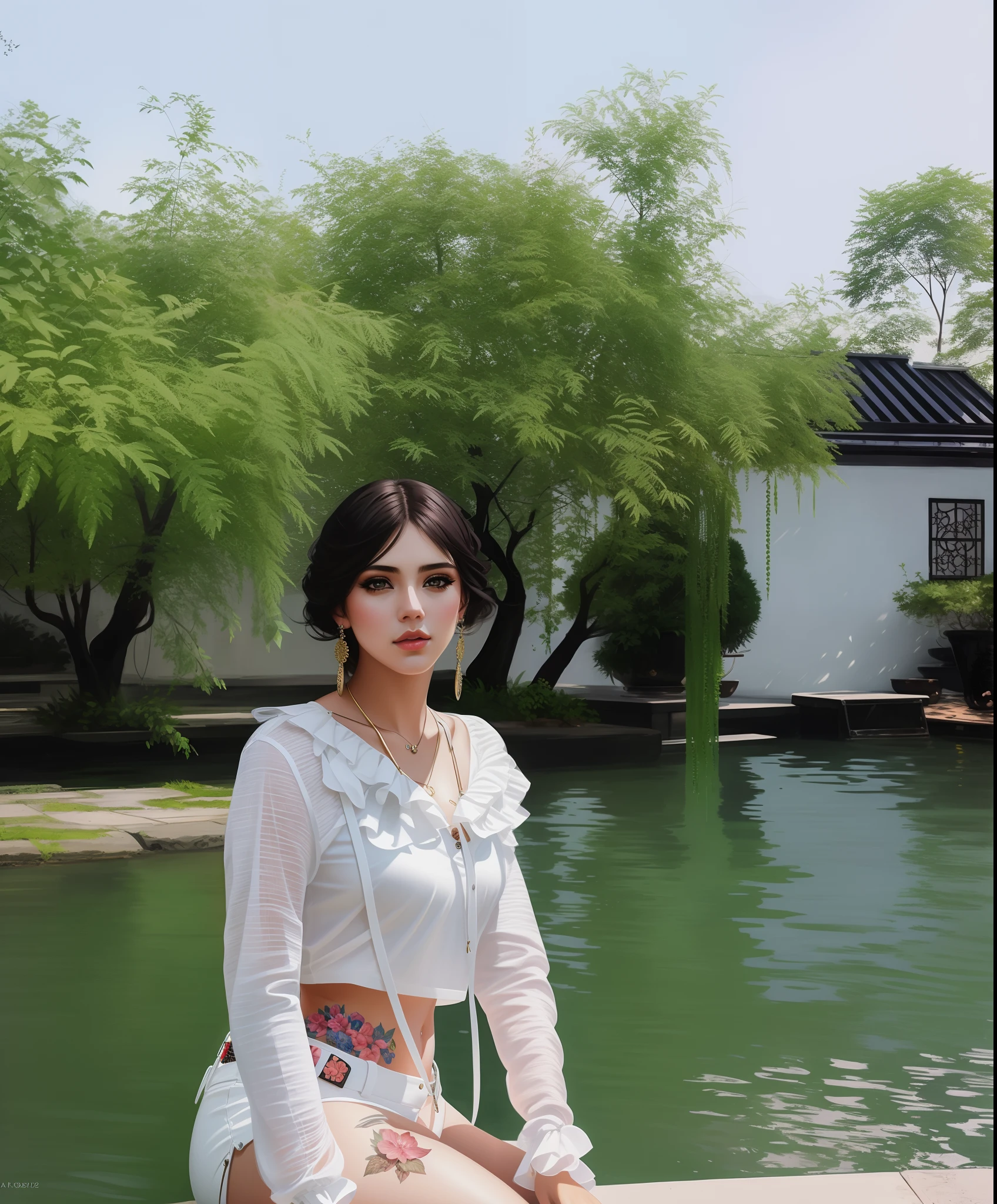 Photos of the most beautiful works of art in the world，Modern punk women，Raised sexy，Bigchest，On ArtStation、CGSociety、Intricate、High Detail、Sharp focus、dramatic、photorealistic