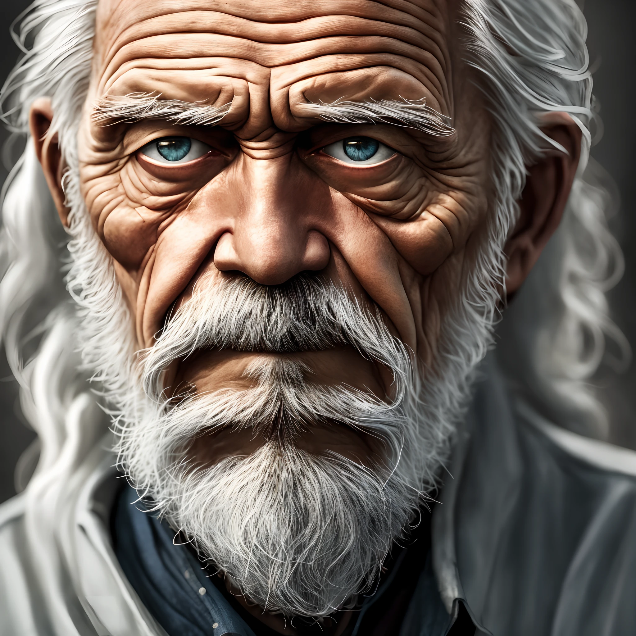 dark theme, ultra resolution, hyper realistic, hdr, absyrdres, cinematic shot, vignette, centered, short DOF,
a closeup portrait of an old man, Scandinavian, looking at camera,
blue old eyes,
short white hair, one braided hair curl, white VIKING BEARD,
missing teeth,
narrow face
dark skin, wide shoulders, weathered by sun and sat water,
royal doublet with gold patterns,
royal chambers
camera focus on an eye, high focal length, dslr, 200mm lens,
photo by Cristina Otero, dark studio, rim lighting, two tone lighting, dimly lit, low key, backlight,
