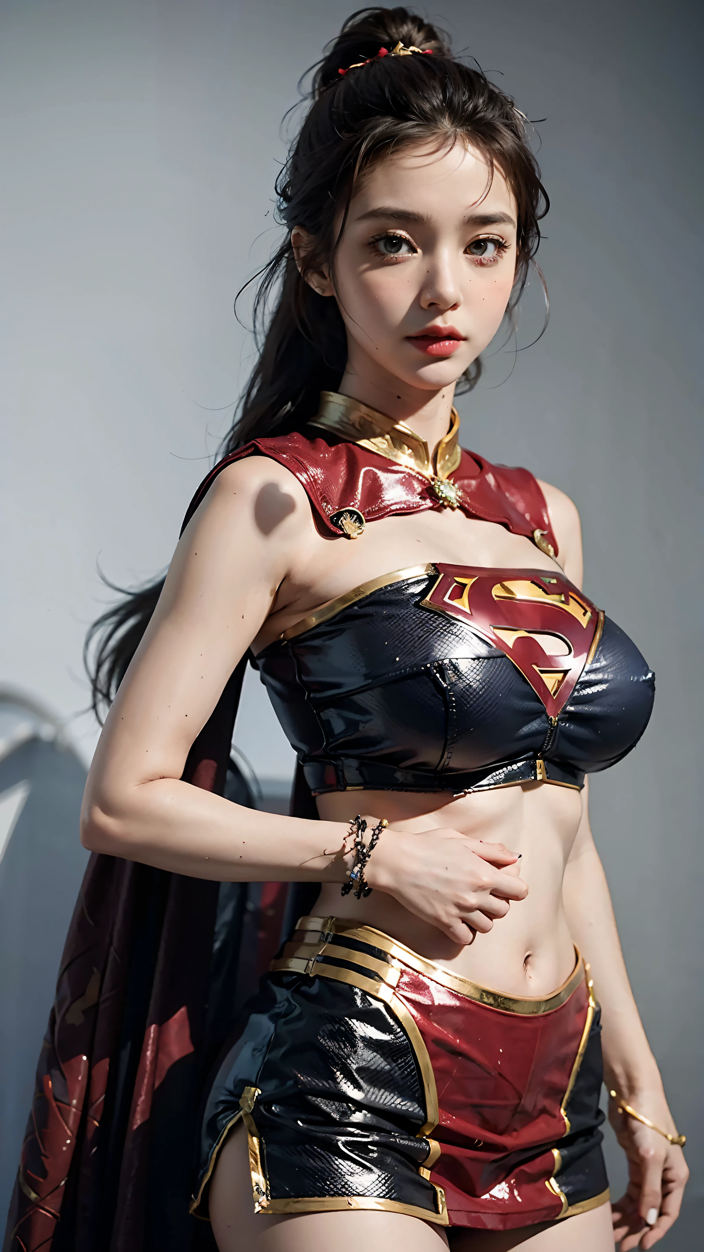 Woman body set big breasts, Supergirl Costume Dress, Top Quality, 8K, masterpiece: 1.3