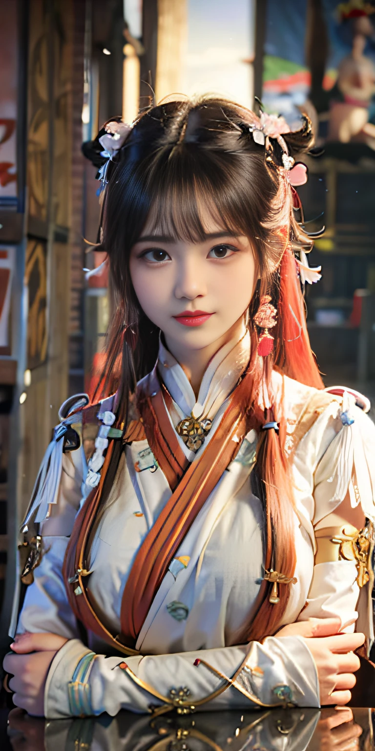 cropped shoulders，huge tit，Raised sexy，shrine maiden，Pink Long Hair，Perfectly symmetrical figure，8K portrait rendering