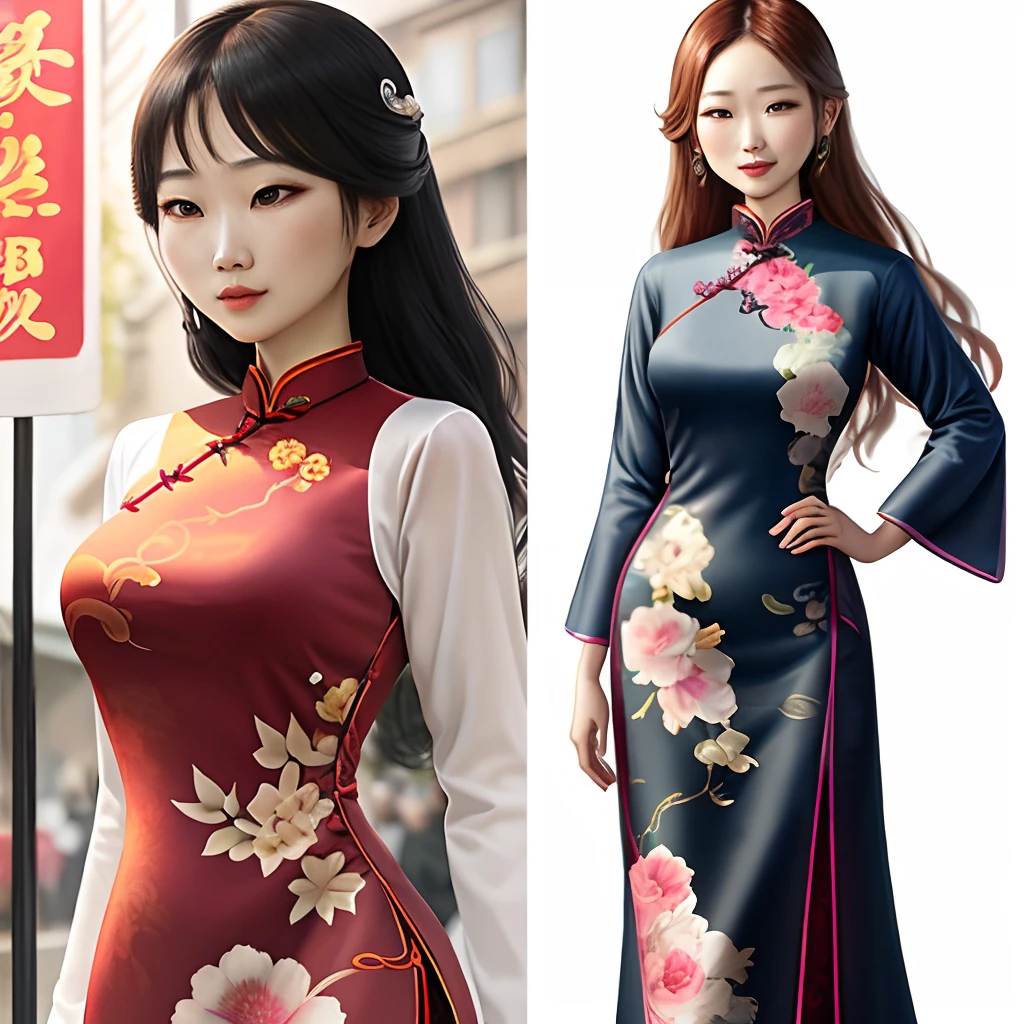 Women cheongsam cartoons