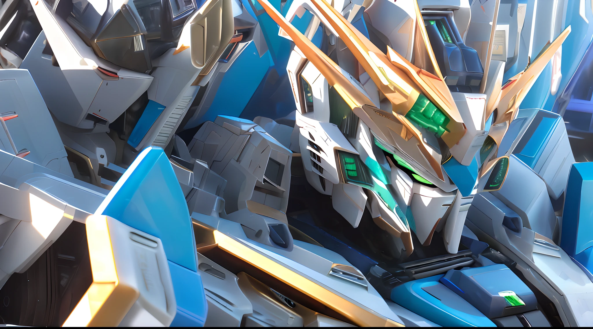 Close-up of robot standing on city platform, anime large mecha robot, modern mecha anime, anime mecha aesthetic, mecha anime, cool mecha style, giant anime mecha, Black color mecha, Mobile Suit, armored core style mecha, Gundam Robot, japanese mecha, gundam style, Giant robots, Mecha warrior,droid, best qualtiy, highly detailed, ultra - detailed, tmasterpiece, 8k 壁纸, White theme, Green eyes, Bad anatomy, absurderes, A high resolution, super fine illustrations, absurderes, 独奏, Game CG, suzerain,is in night, (rays of black light:1), (Detailed beautiful face and eyes:1), command spell, Mecha Musum, Masks, mechanicalparts, robotjoints, full armour