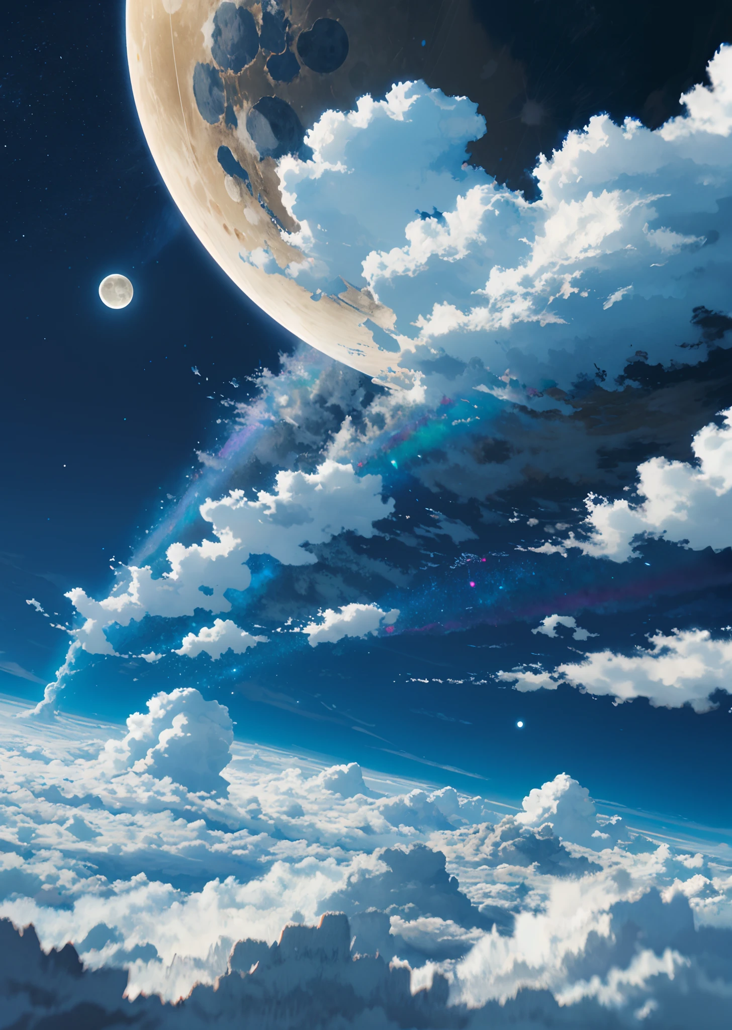 Colorful clouds chasing the moon