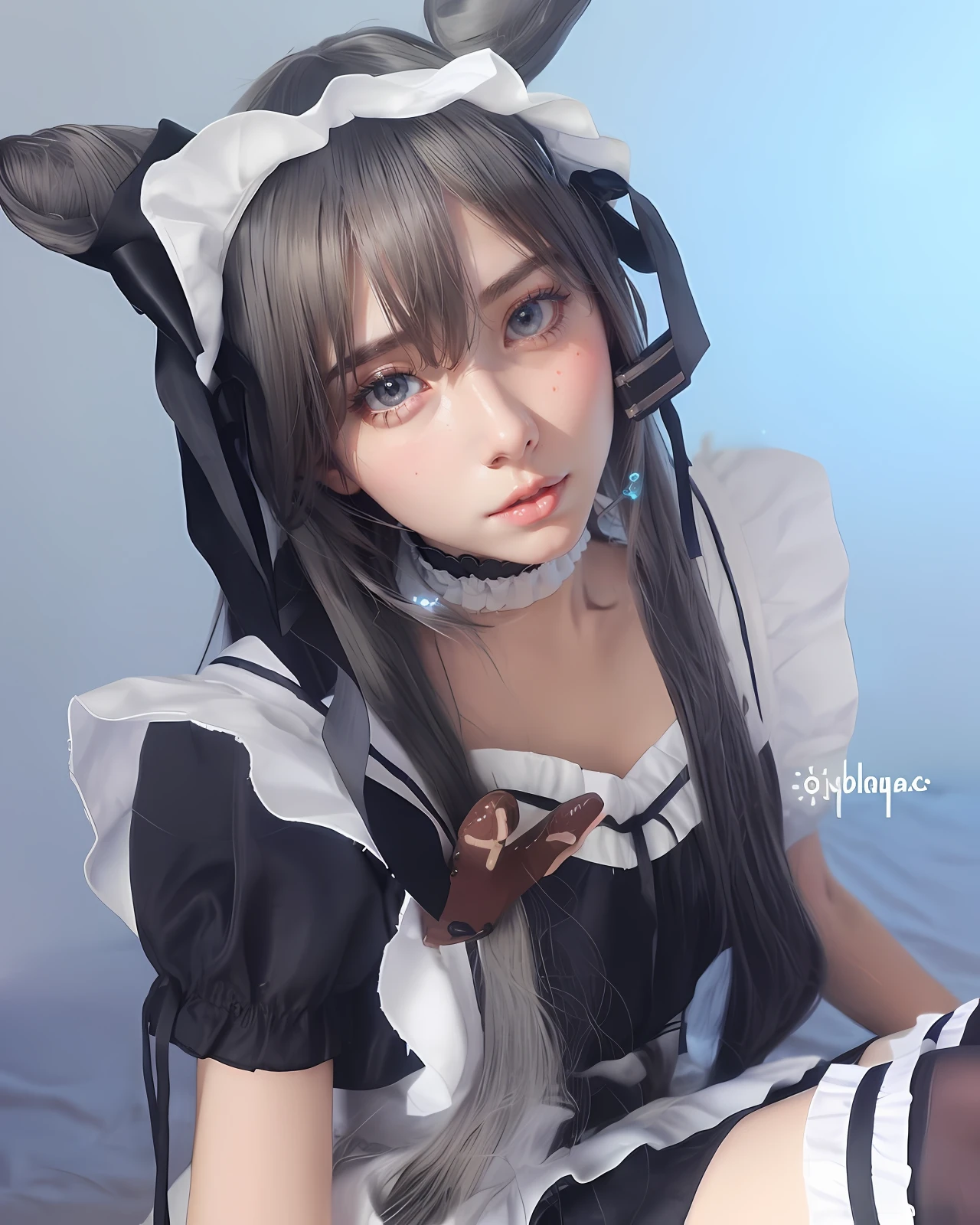 (Ultra Realistic), (Illustration), (Increased Resolution), (8K), (Extremely Detailed), (Best Illustration), (beautiful and cute white and smooth skin), (Nice and thin body), (her cheeks are rosy), (wearing a maid outfit).