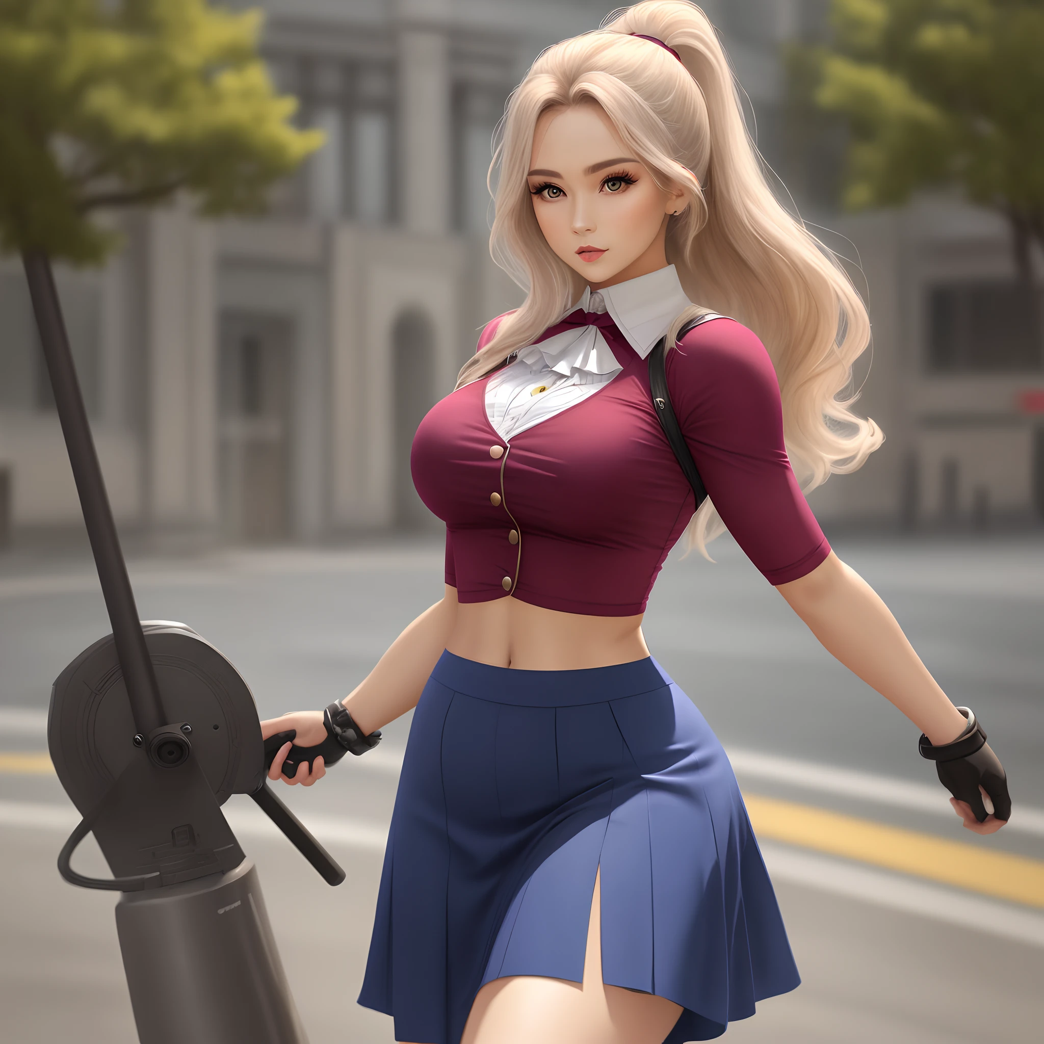 A slightly bulging skirt for a woman with a