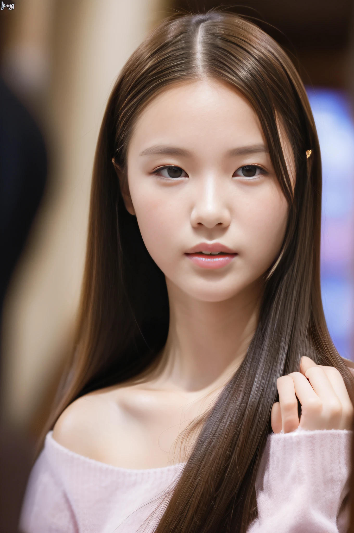 (masterpiece:1.3), (10, photorealistic portrait, RAW photo, bestquality: 1.4), Realistic lighting, (1girls), 18 year old girl, Up Close, Front, Exquisite Face, (realistic face), (Blush), (brunette hair, long-haired:1.3),  looking at the audience, beautiful hairstyle, Realistic eyes, beautiful detail eyes,  (Beautiful face details, Beautifully detailed pink eyes, Perfect skin profile), (Realistic skin), nice skin, Absurd, attractive, ultra-high resolution, ultra realistic, high-detail, golden ratio