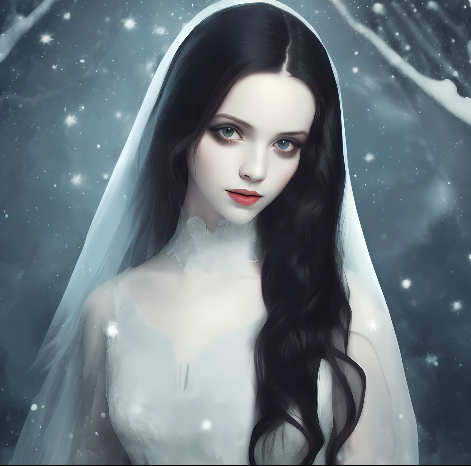 Female ghost, pretty, Cute, Snow-white，Ghastly