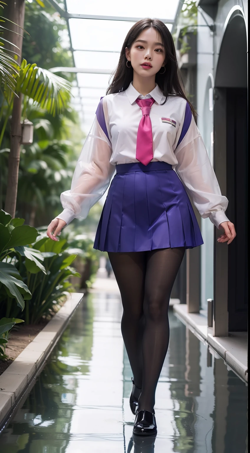 (full body:1.5),(looking at viewer:1.4),(anatomy correct:1.3),(In the paradise of the day:1.3),(Wearing Very thick Pantyhose and Jk student uniform :1.4), (A high jump posture:1.3),(In pink|amarelo|blue colors|green color|red colour|white colors|black in color|purpleish color|greys|Beige|Flesh color 1.4),,(Accurate and perfect face:1.4),(Clothing Gloss:1.25),(Skin reflection:1.25)A shallow laugh,,hyper HD, Ray traching, reflective light,structurally correct, Award-Awarded, high detal, lightand shade contrast, Face lighting,cinmatic lighting, tmasterpiece, super detailing, high high quality, high detal, best qualityer, 16k,high contrast,