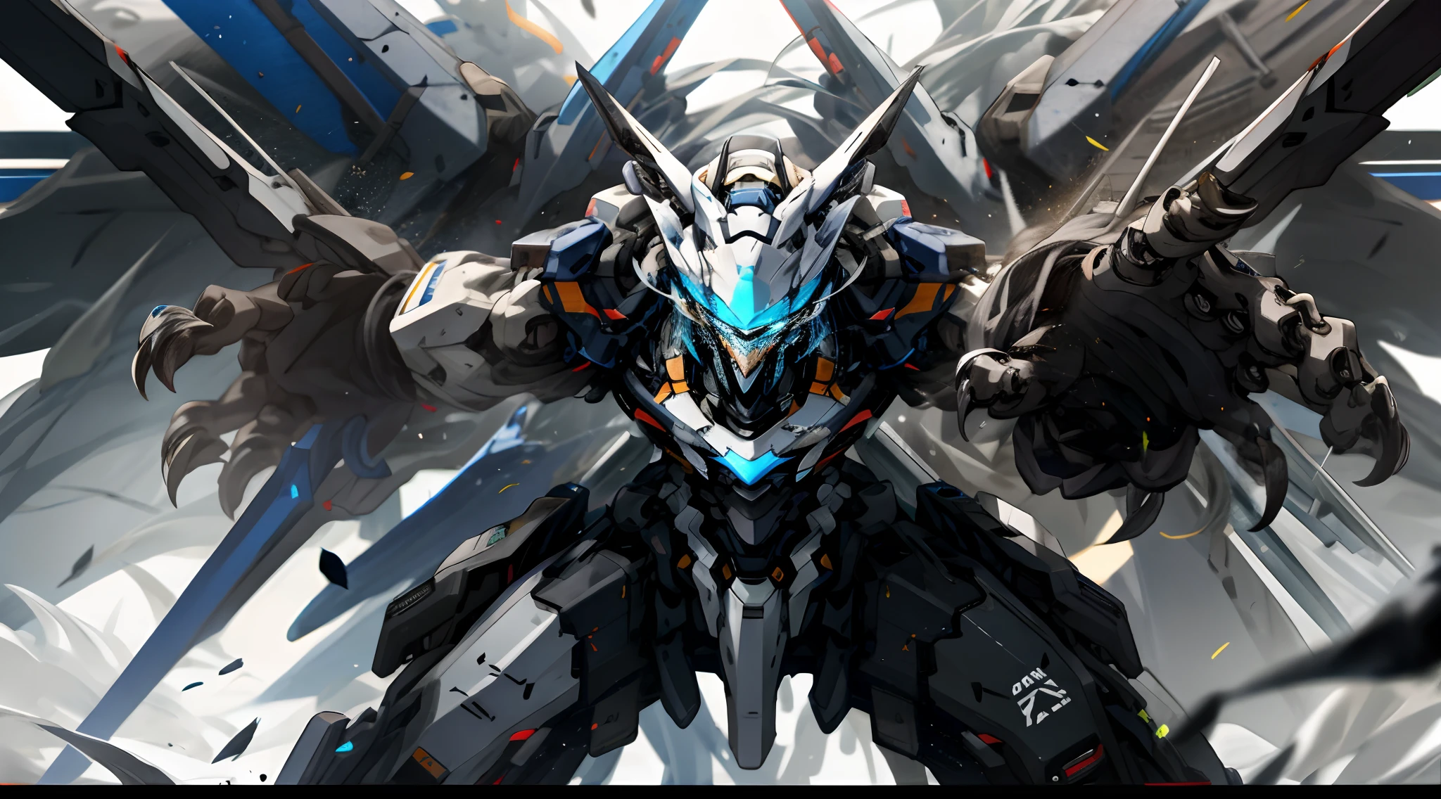 White and black mech、drak、Claw weapons