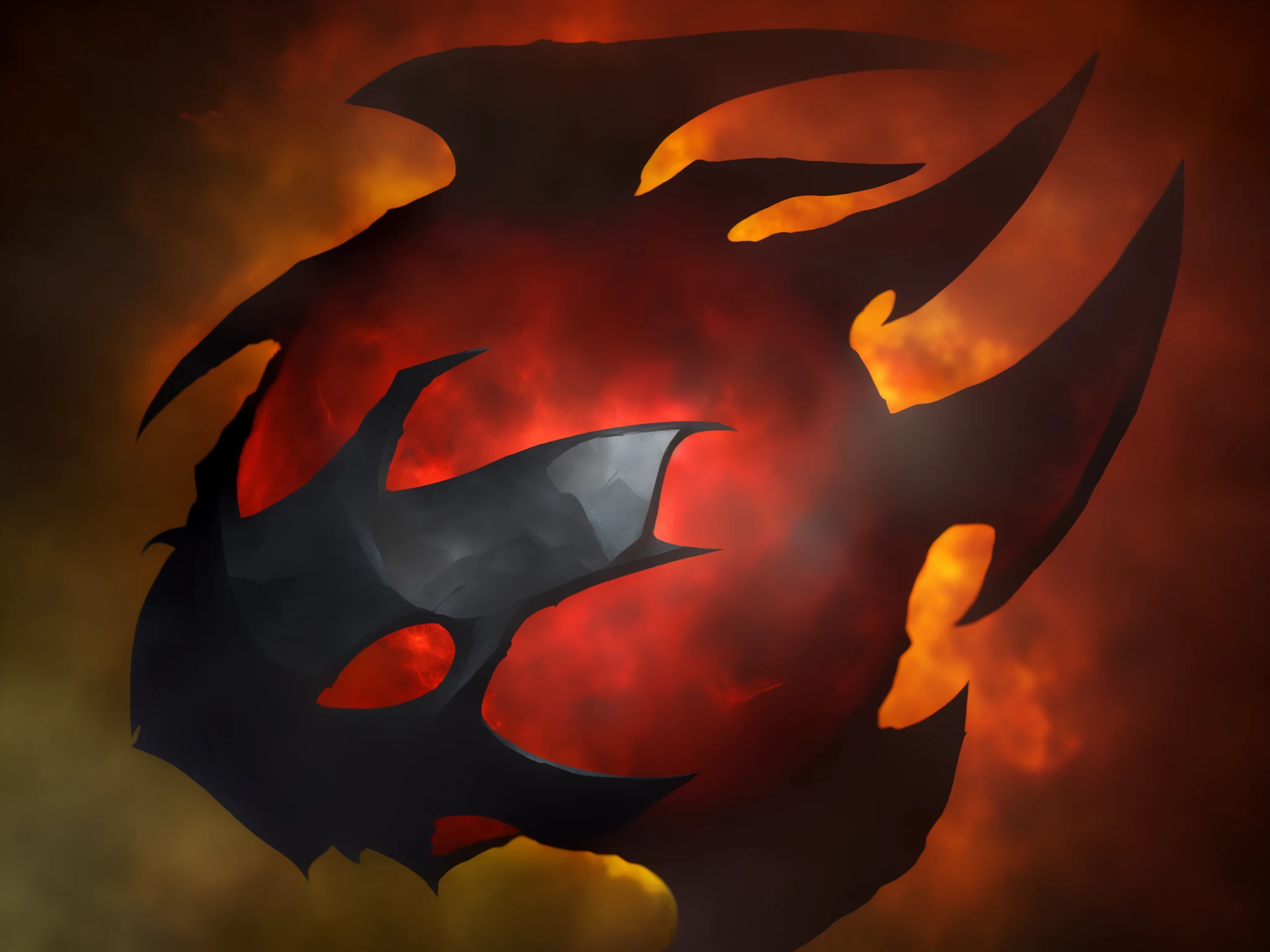 There is a red and black ball，Black and white design, black orb of fire, infernal enigma, glowing magma sphere, giygas, cacodemon, theelementoffire, Hellfire background, crimson fire head, blazing infero, fire demon, palla, ruler of inferno, heavy jpeg artifact blurry, fire golem creature, hellish