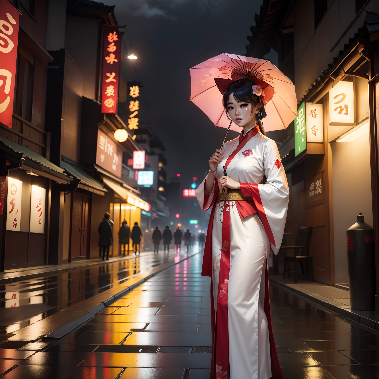 Gangnam smoke and rainy days,Wear Hanfu,Eura with oil-paper umbrellas