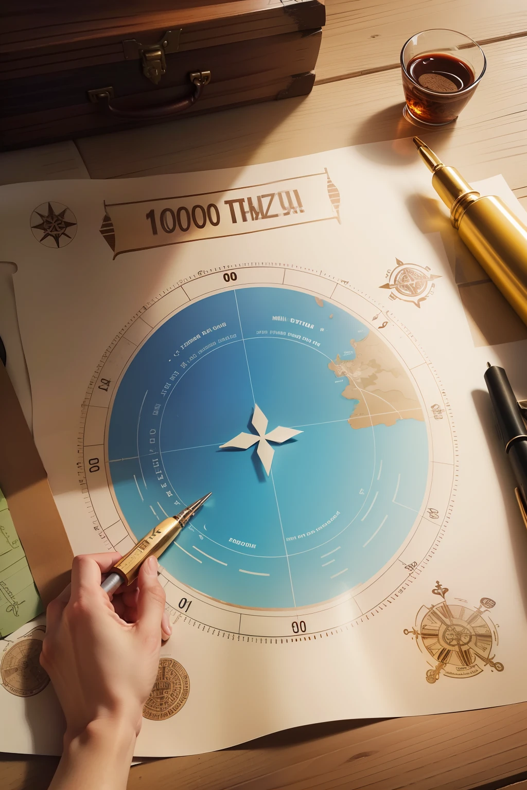 Make a treasure map with markings in 10 reais , 100 reais , mil reais , 100 thousand reais and 1 million reais